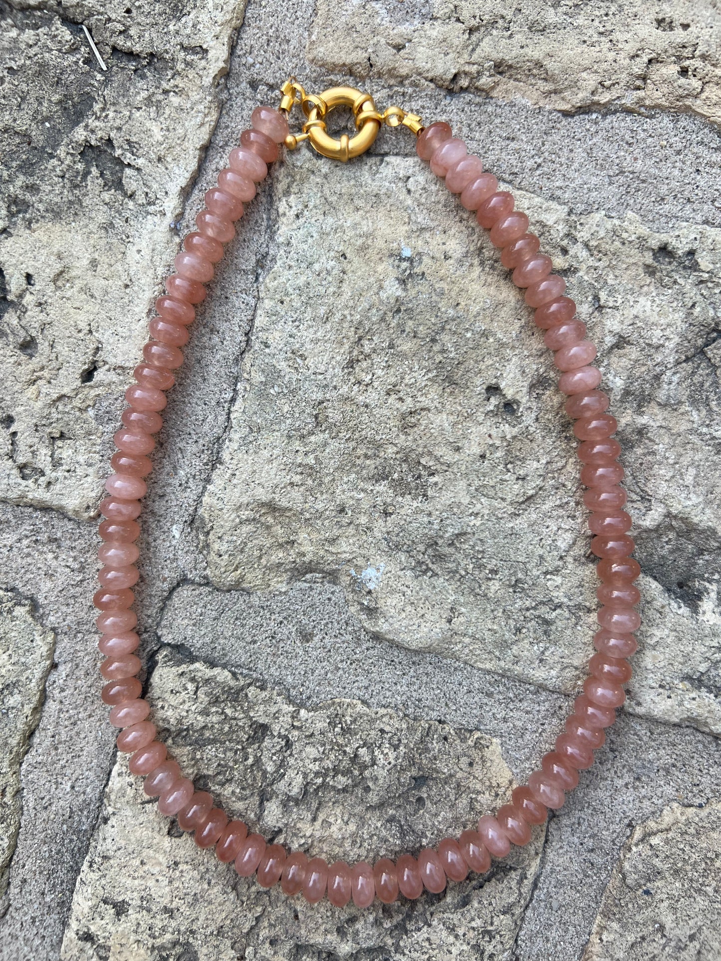 Dusty Peach Beaded Necklace