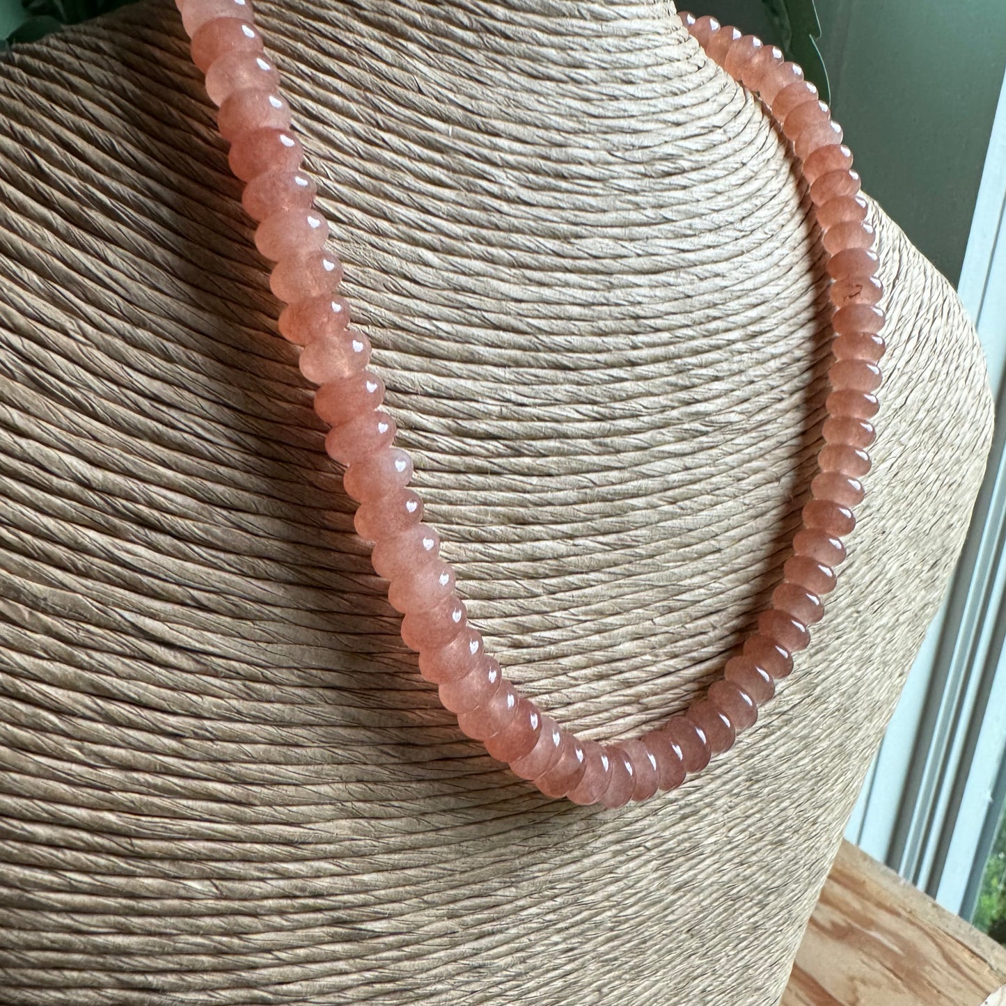 Dusty Peach Beaded Necklace