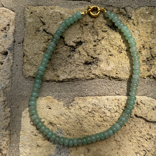 Light Green Chalcedony Beaded Necklace