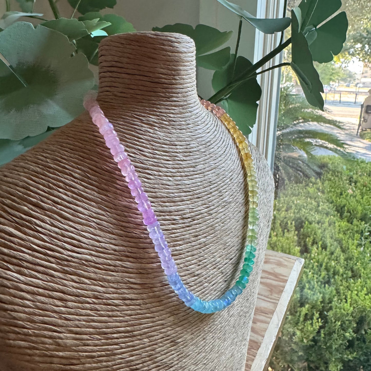 Rainbow Moonstone Beaded Necklace