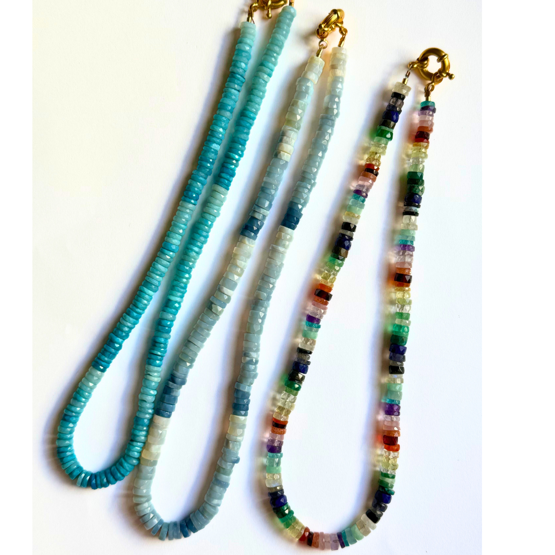 Shaded Blue Beaded Necklace