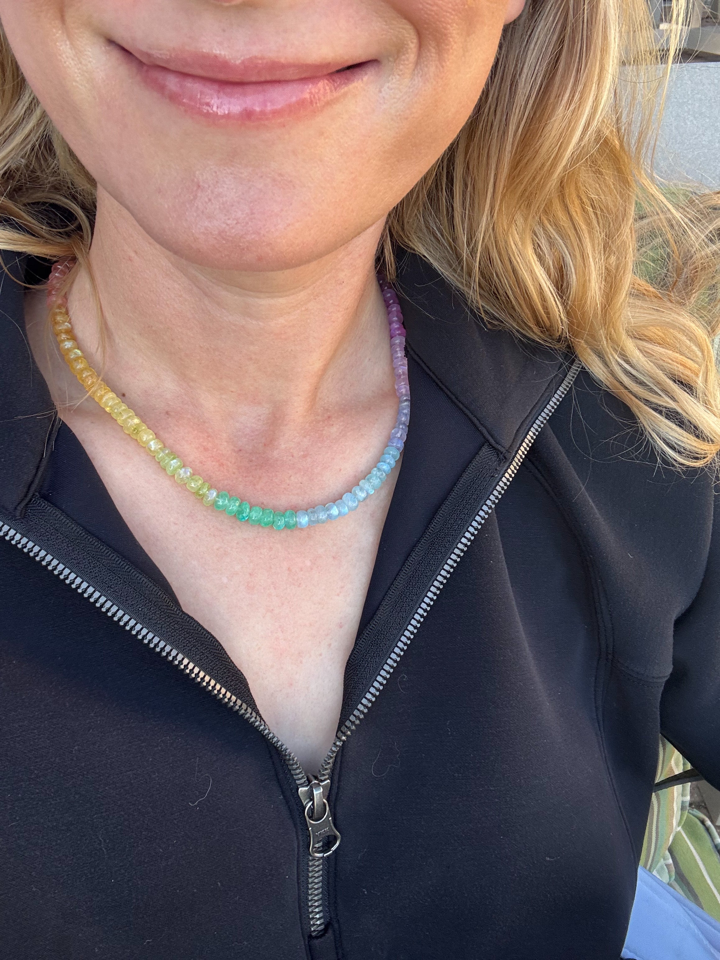 Rainbow Moonstone Beaded Necklace -- In Memory of Victims of the Hill Country Floods