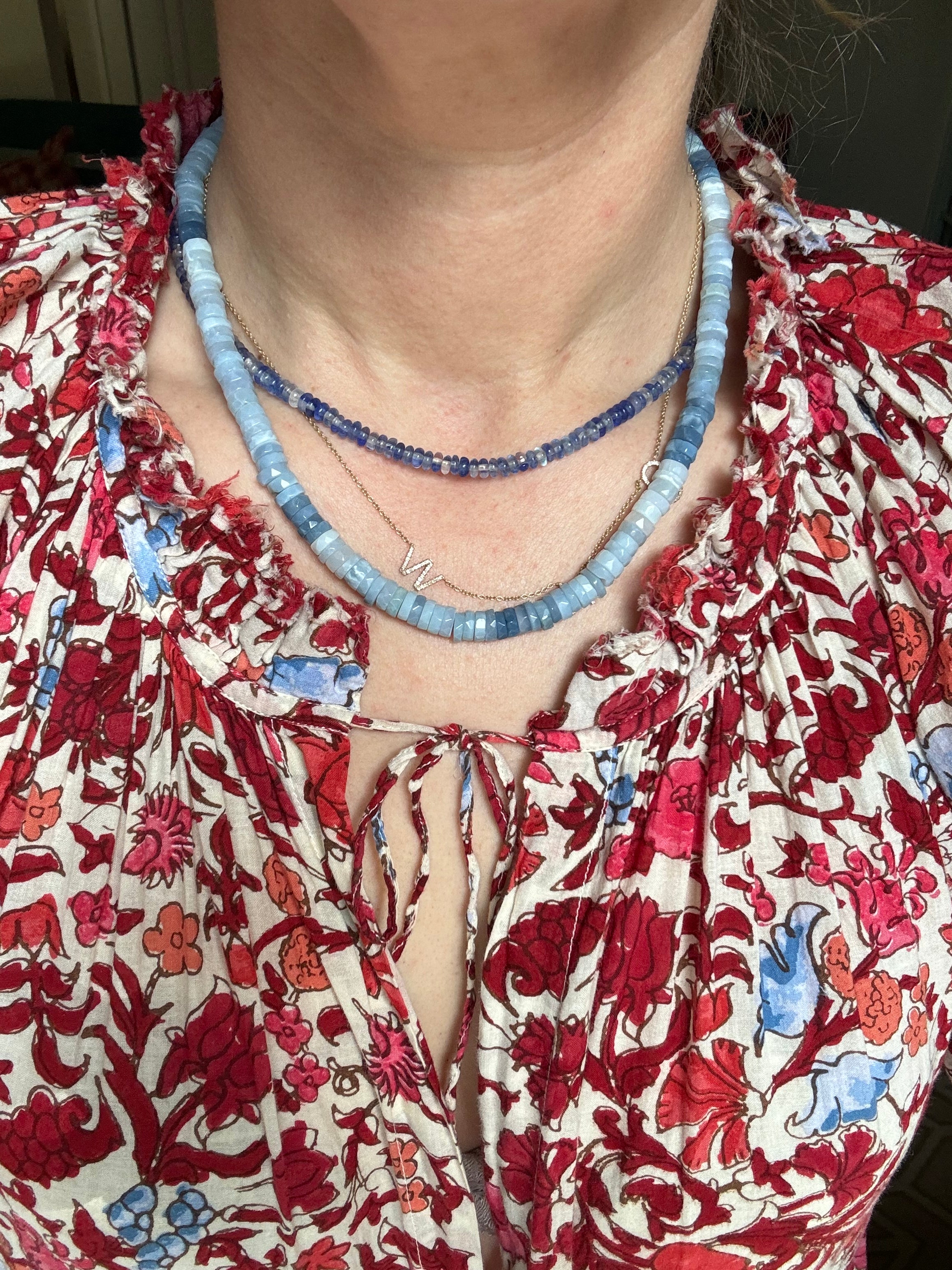 Shaded Blue Beaded Necklace