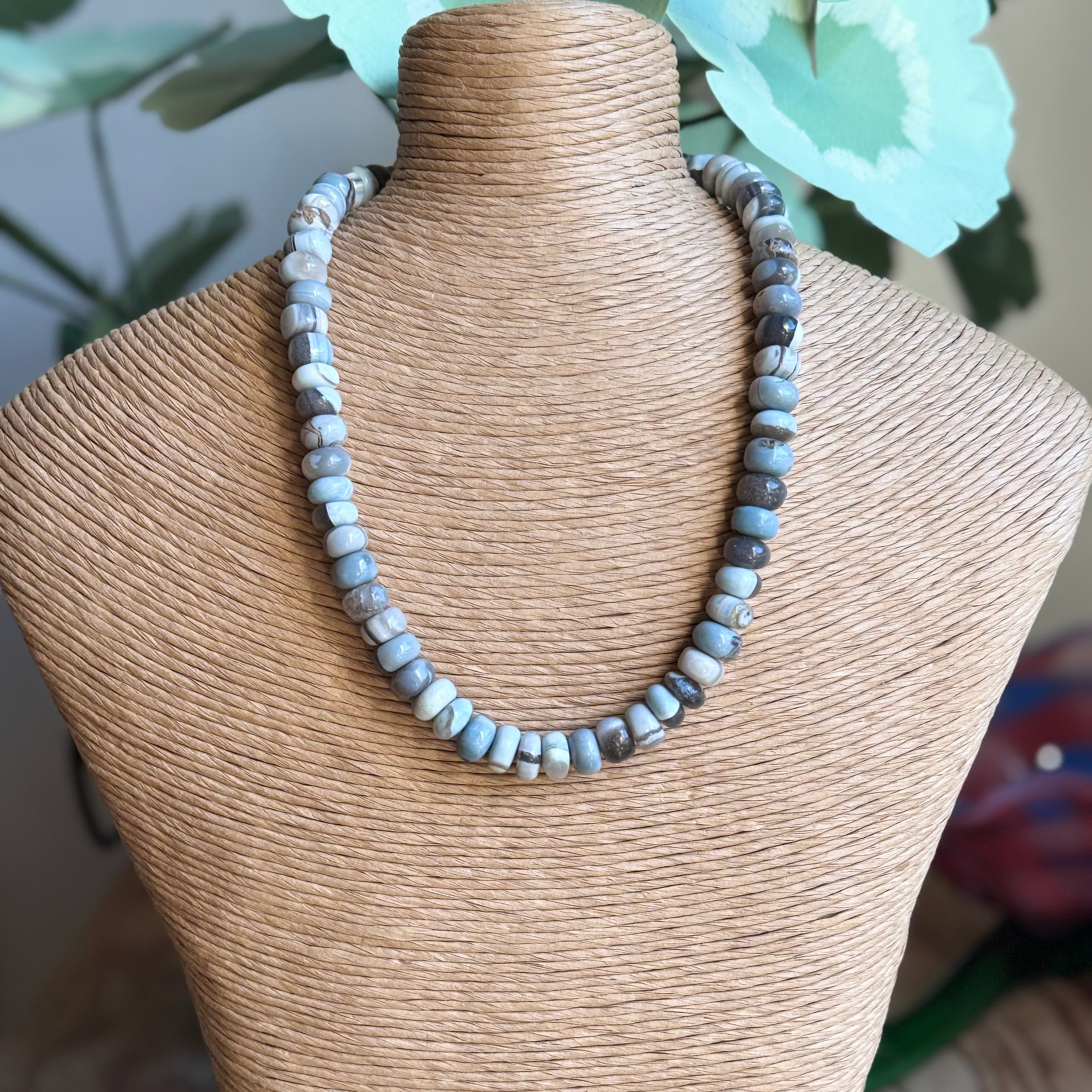 Blue Opal Beaded Necklace
