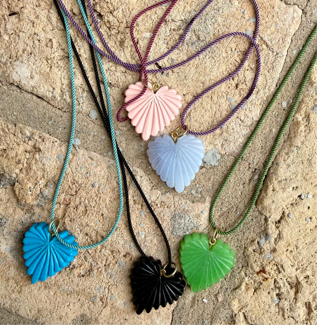 Carved Heart on a Rope Necklace