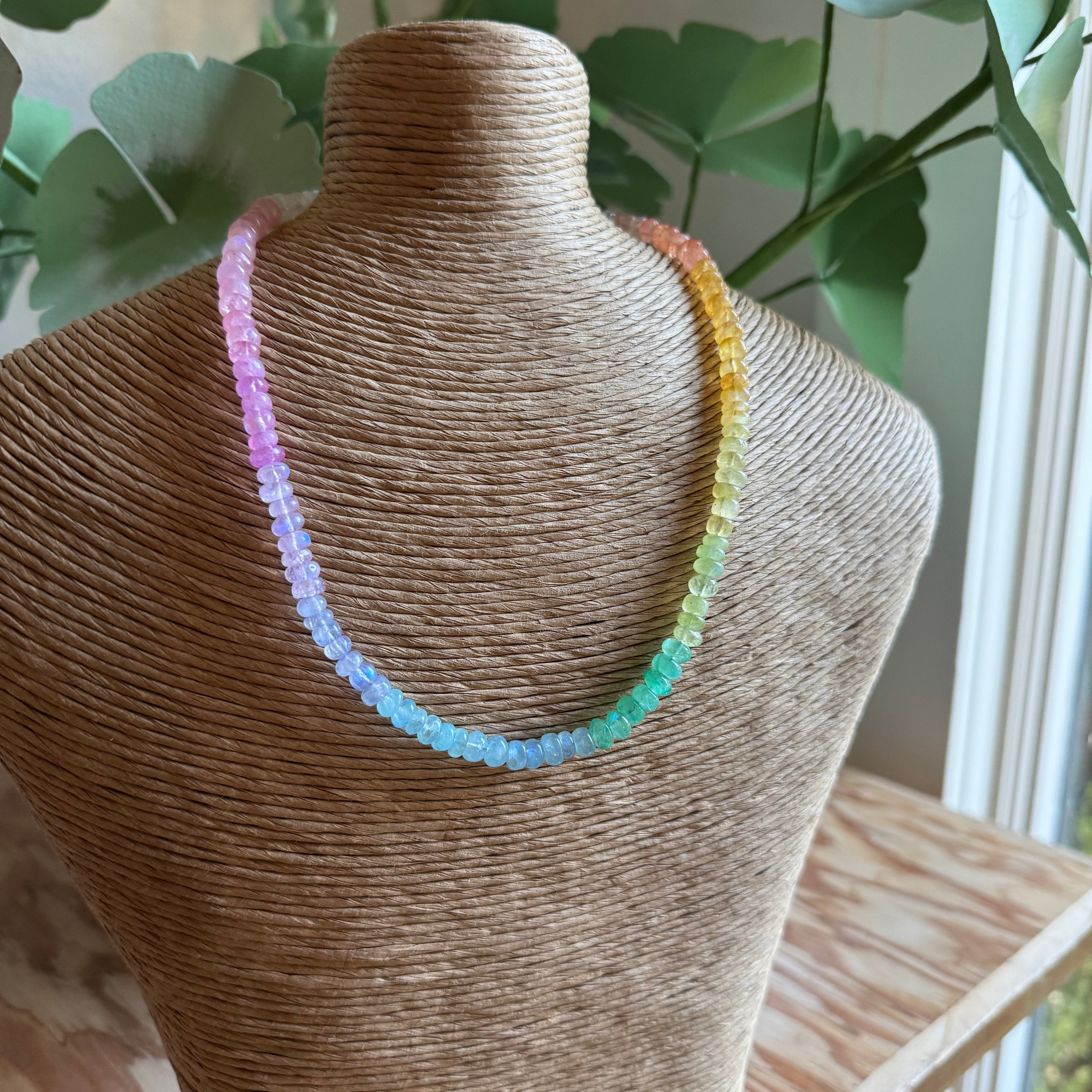 Rainbow Moonstone Beaded Necklace -- In Memory of Victims of the Hill Country Floods