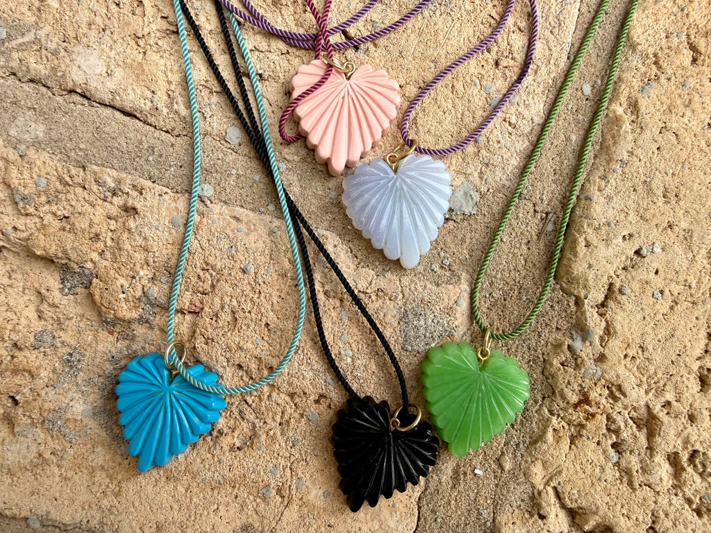 Carved Heart on a Rope Necklace