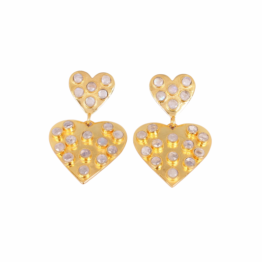 Rainbow Moonstone Heart Earrings