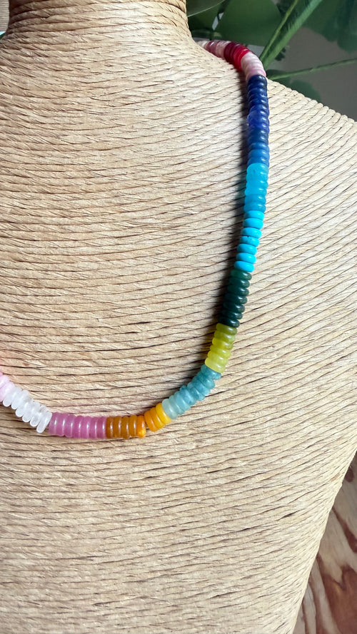 Rainbow Flat Bead Necklace