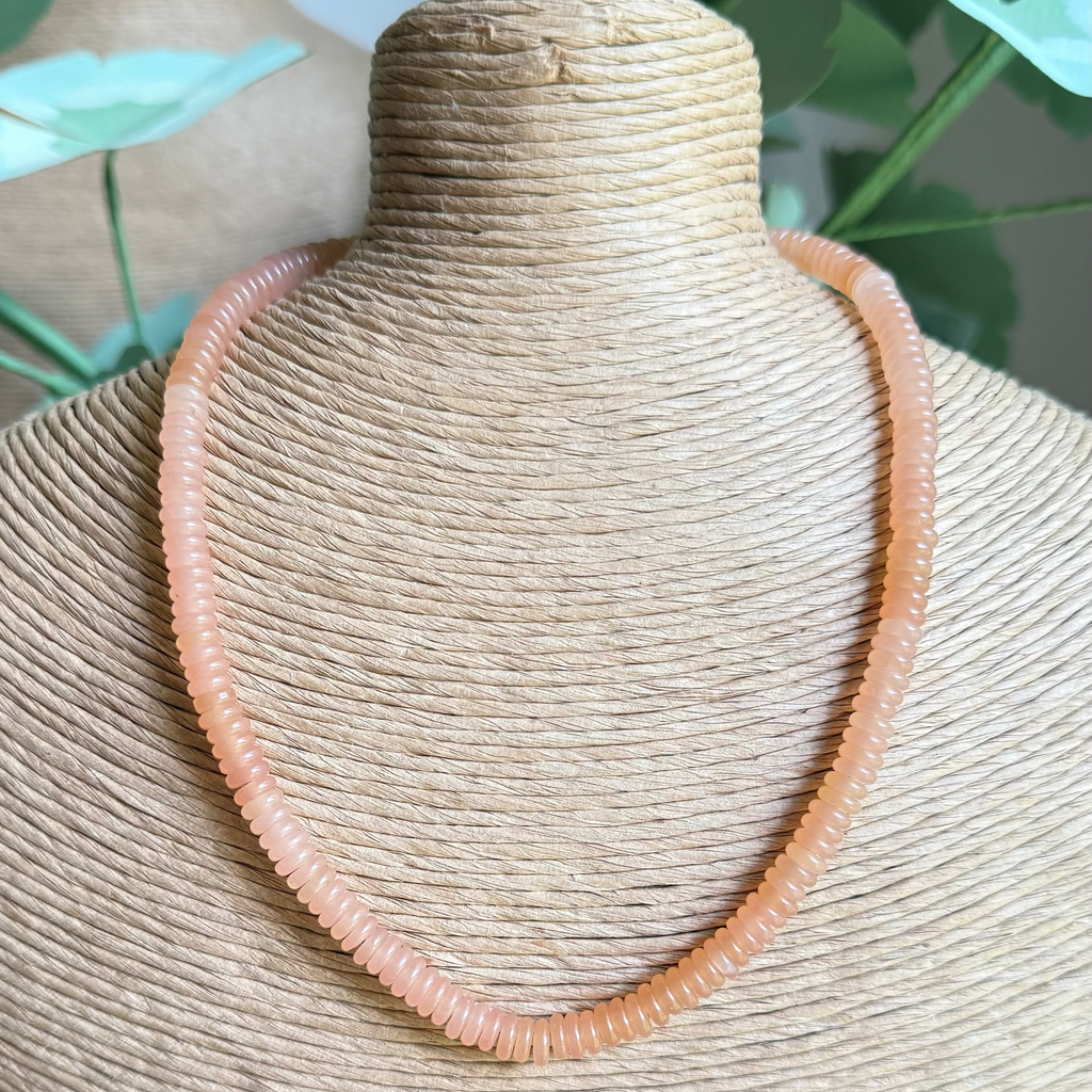 Tan Flat Bead Necklace