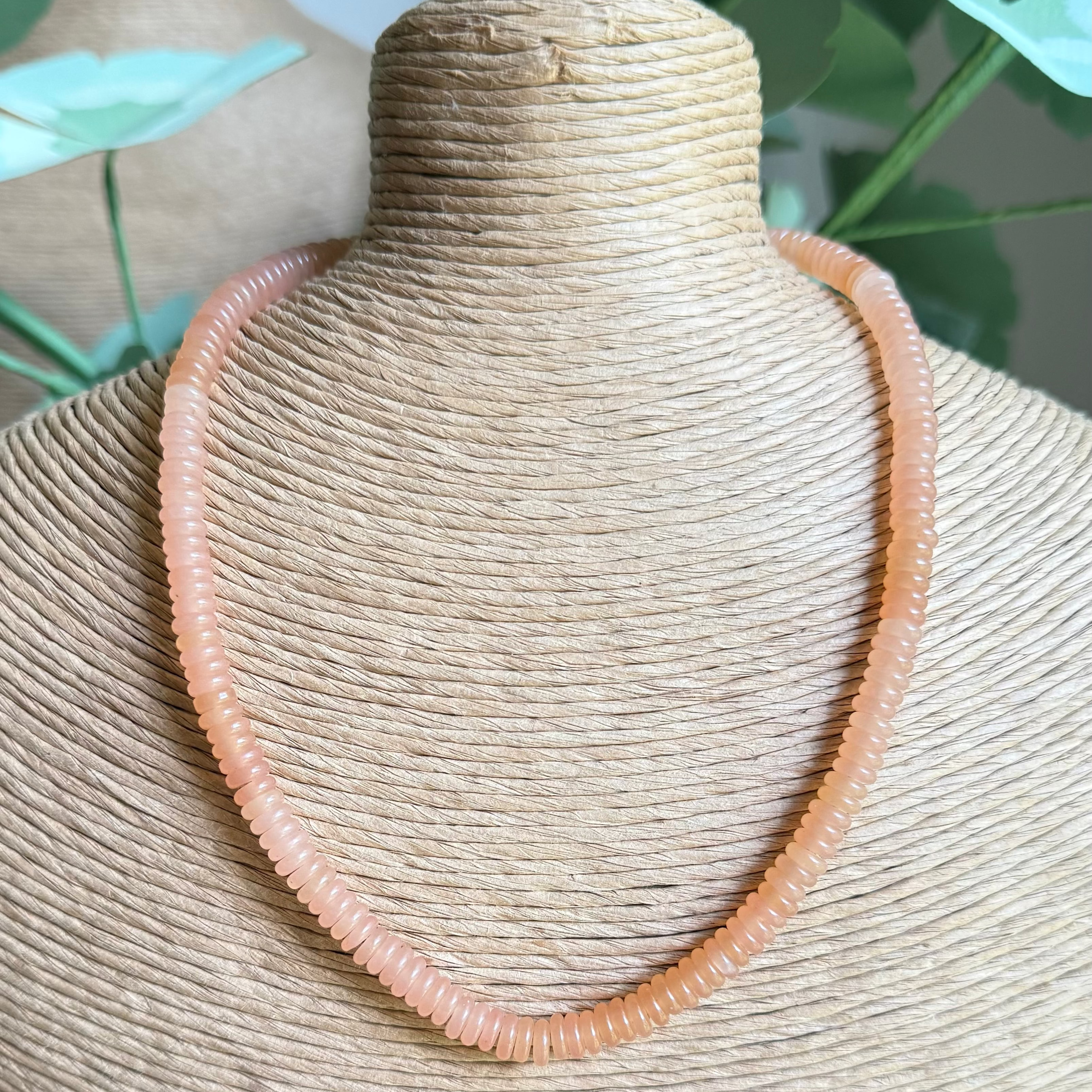 Tan Flat Bead Necklace