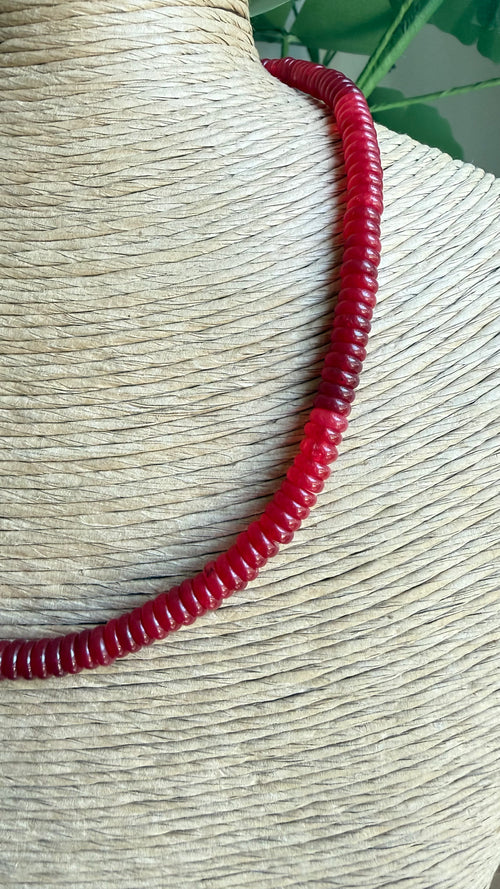 Red Flat Bead Necklace