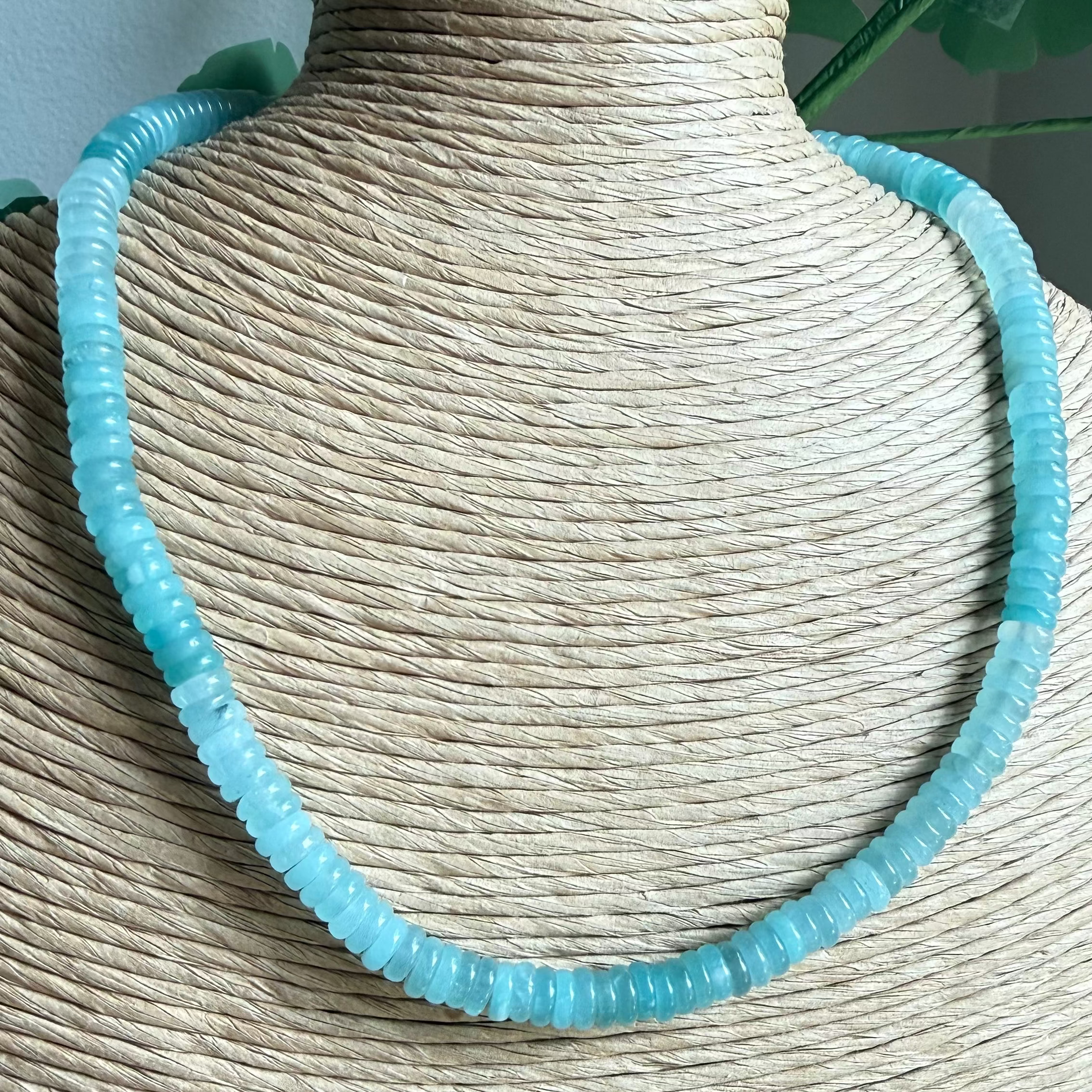 Blue Flat Bead Necklace