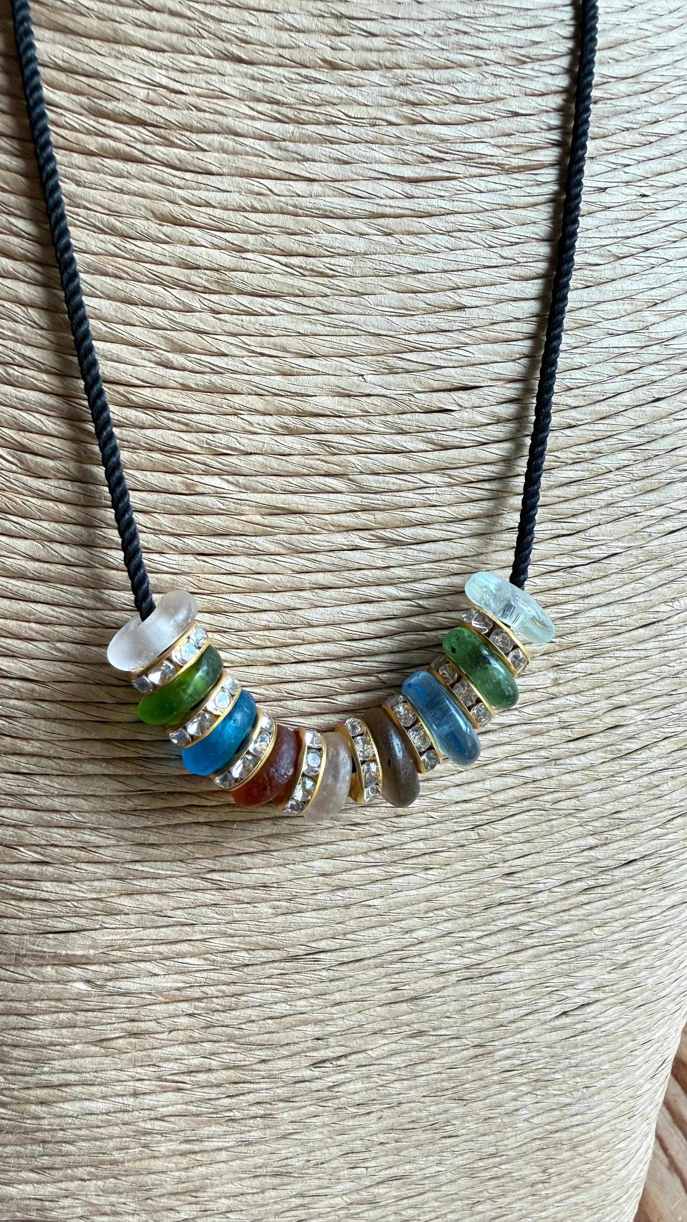 Glass Bead Rope Necklace