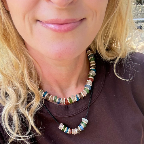 Glass Bead Rope Necklace