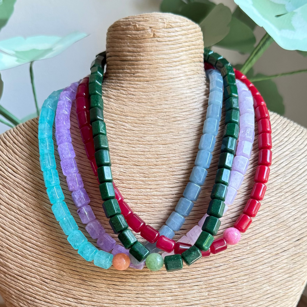Fall Toned Gemstone Duo Necklace