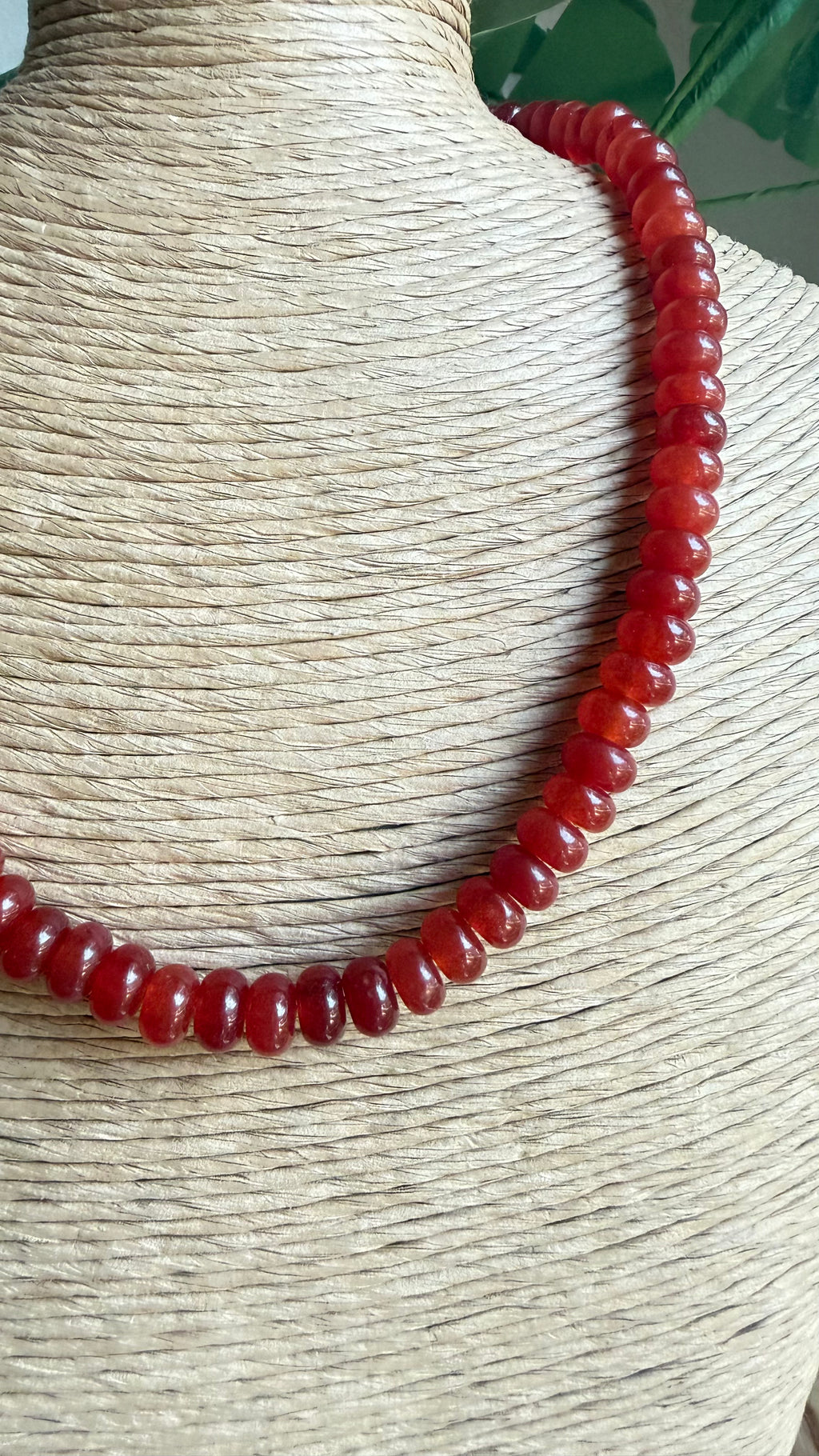 Dark Orange Beaded Necklace
