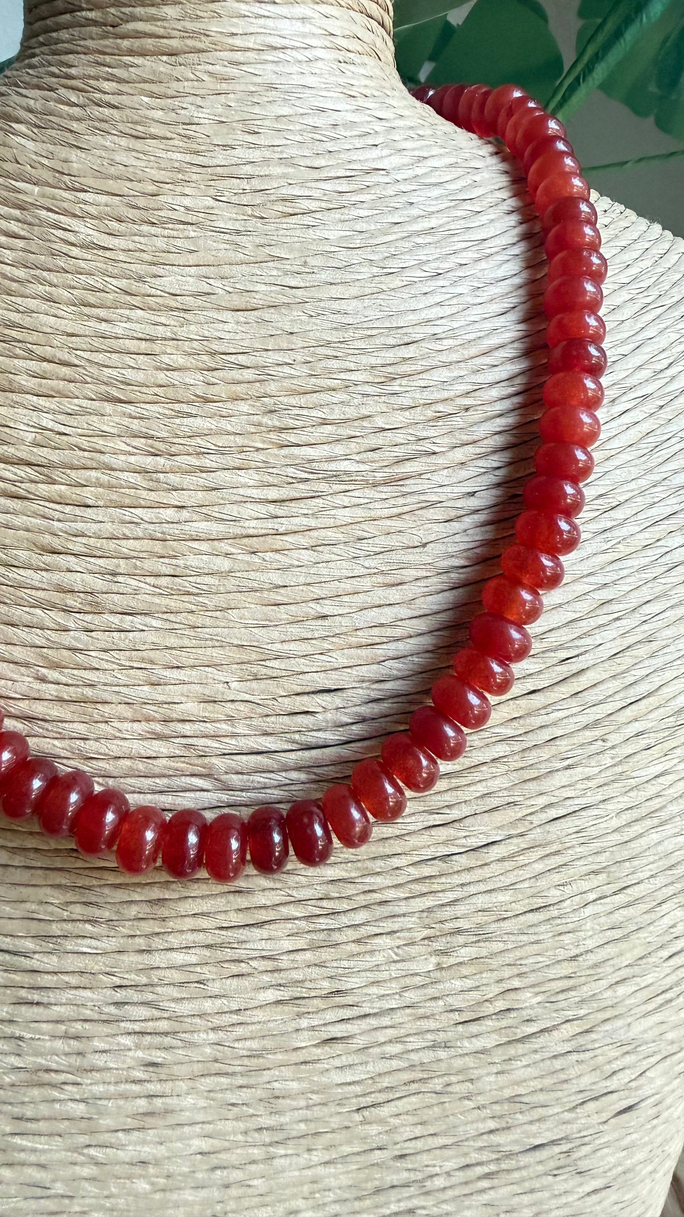 Dark Orange Beaded Necklace