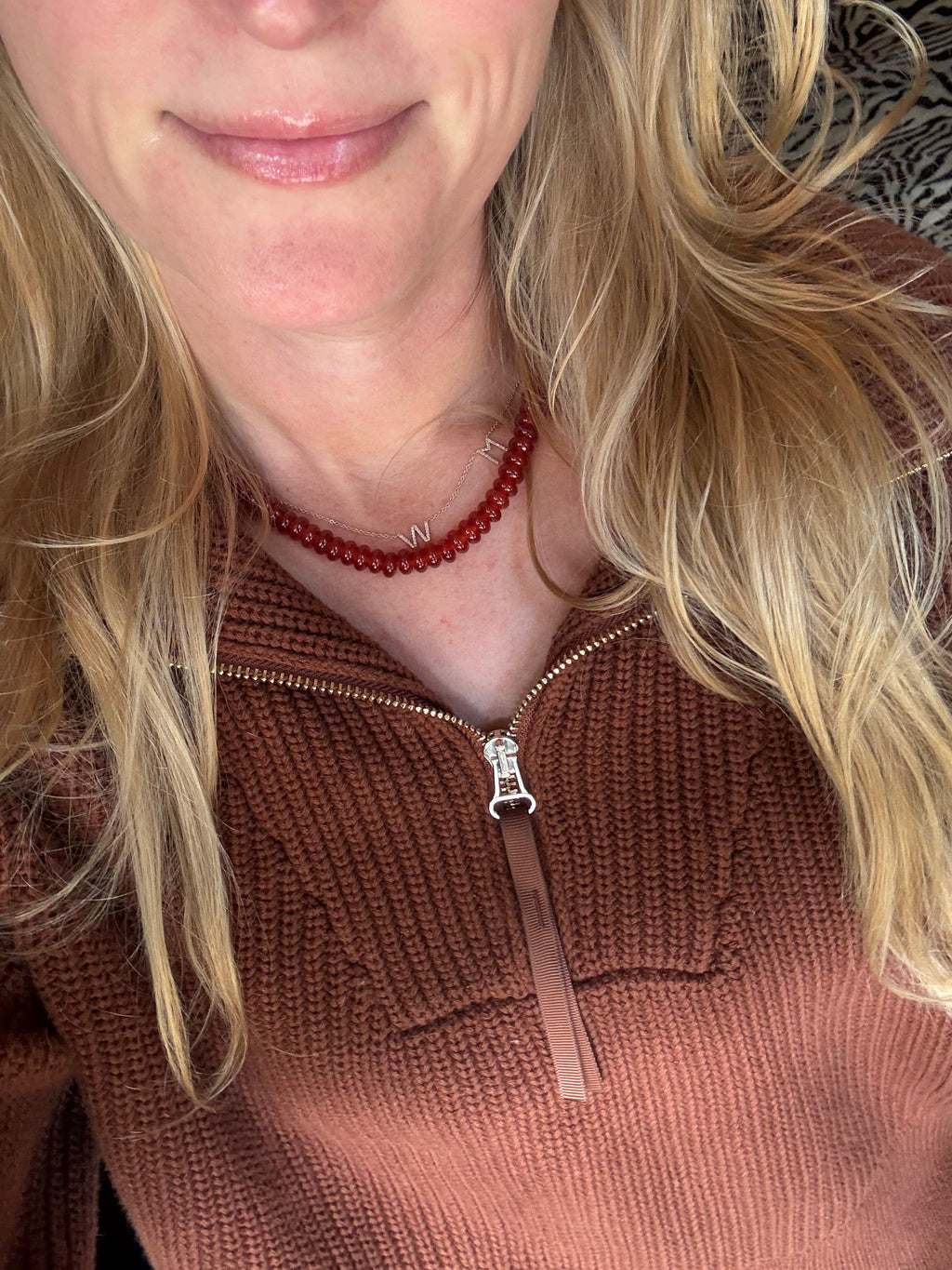 Dark Orange Beaded Necklace