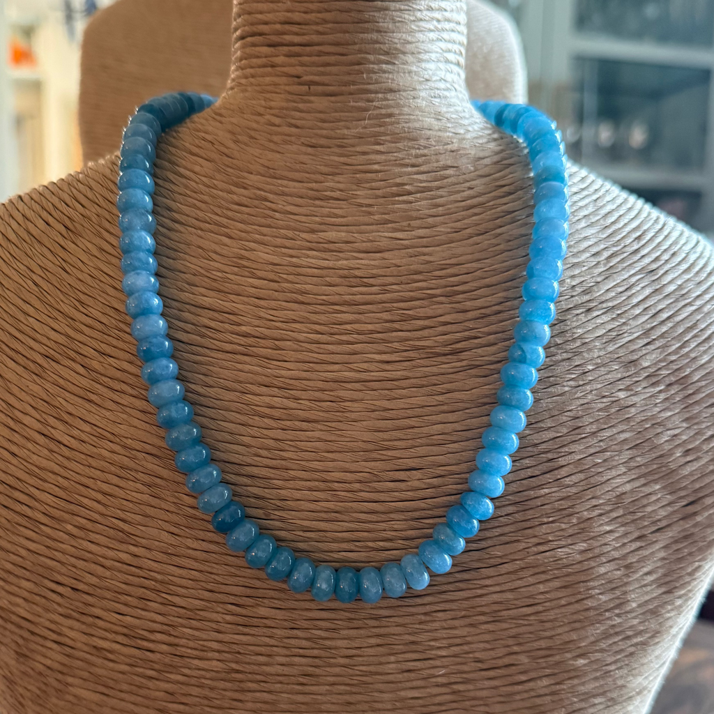 Denim Blue Beaded Necklace