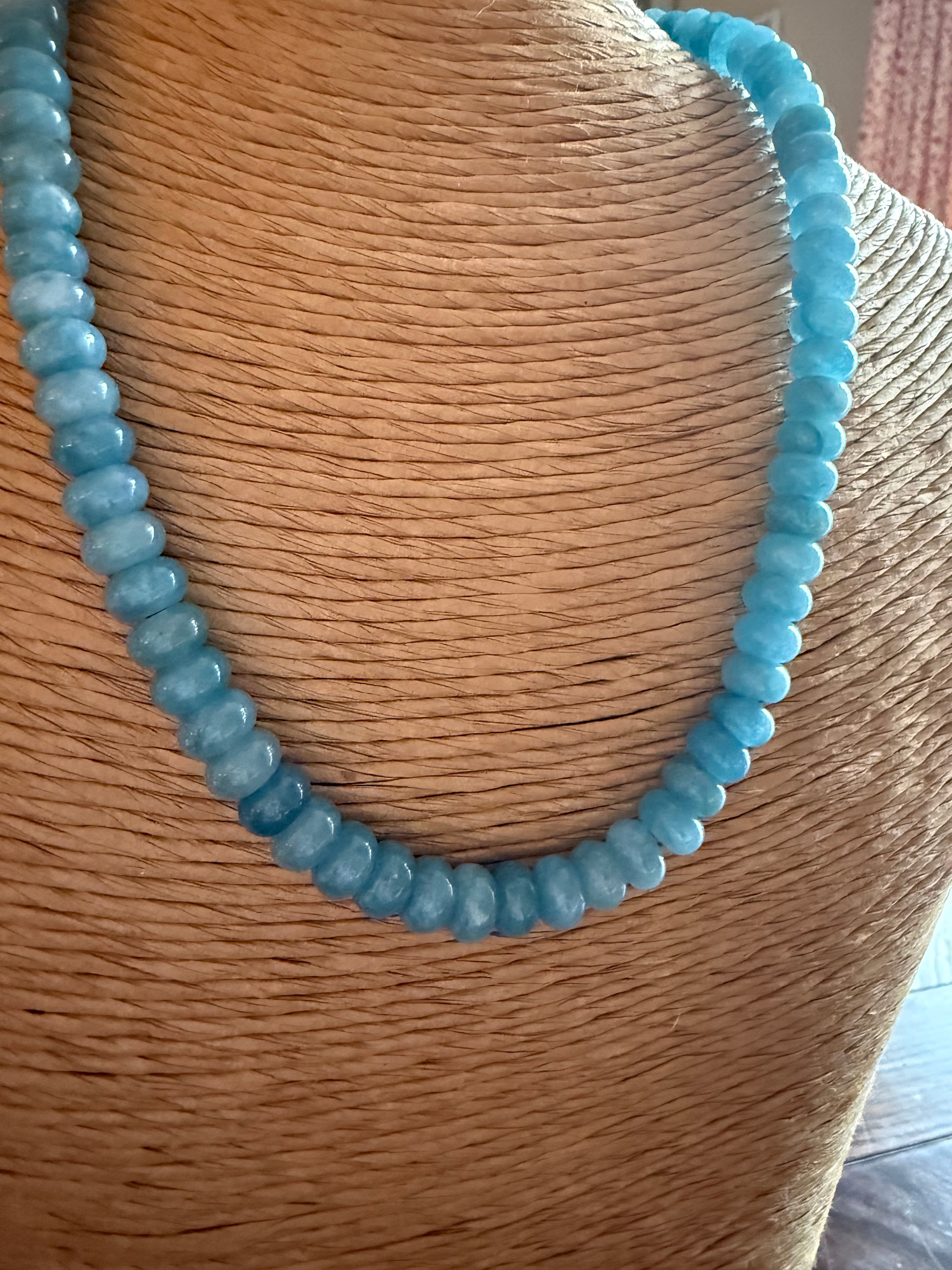 Denim Blue Beaded Necklace