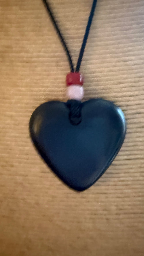 Extra Large Heart Necklace - Black
