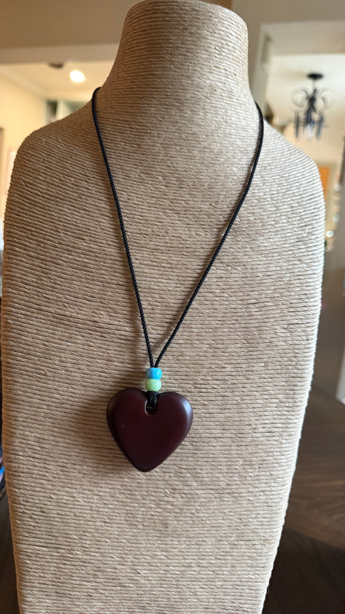 Extra Large Heart Necklace - Brown