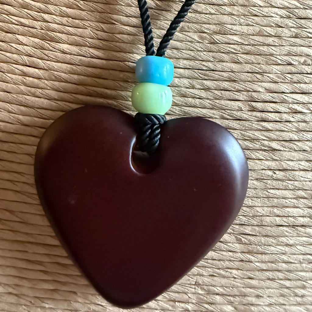 Extra Large Heart Necklace - Brown