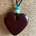Extra Large Heart Necklace - Brown