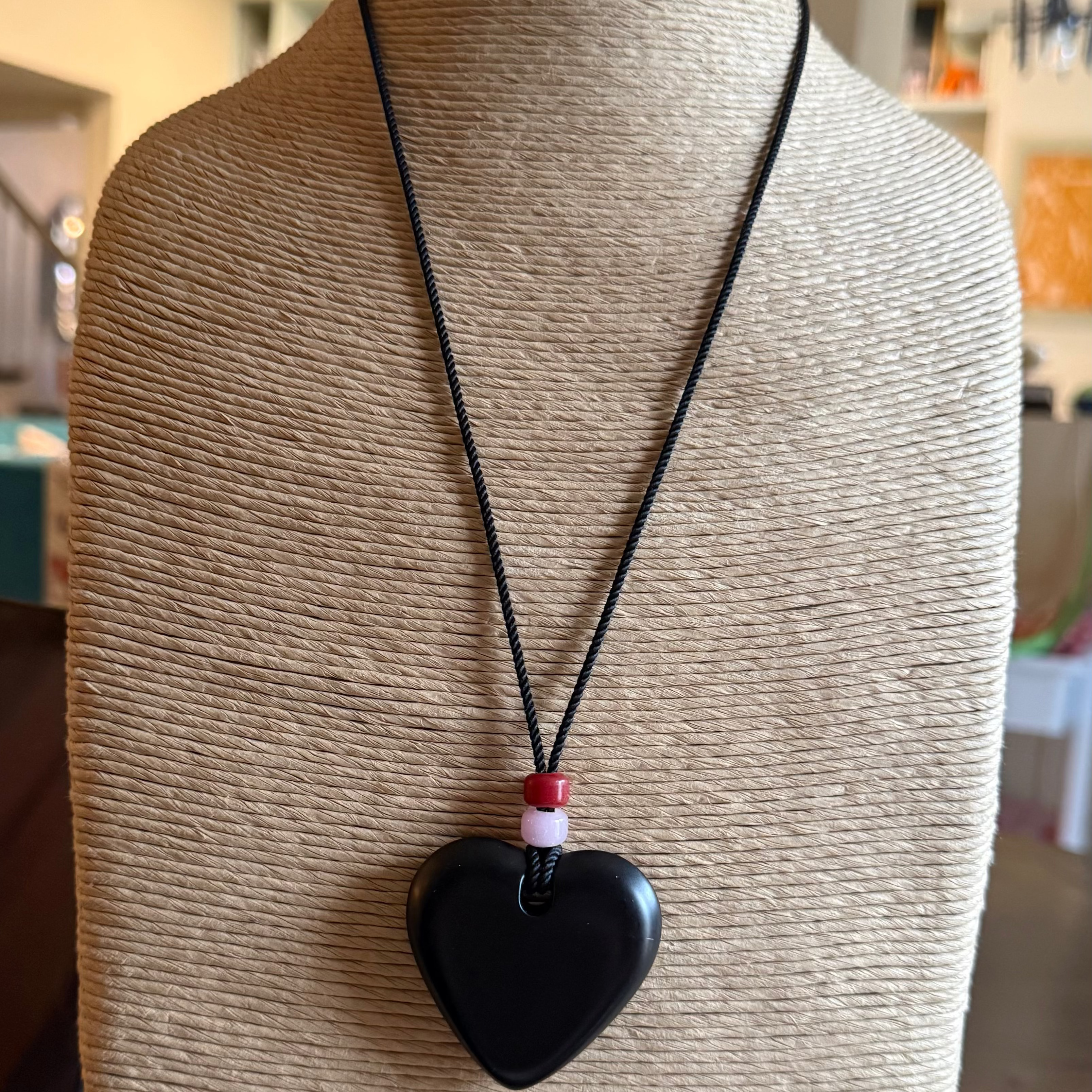Extra Large Heart Necklace - Black