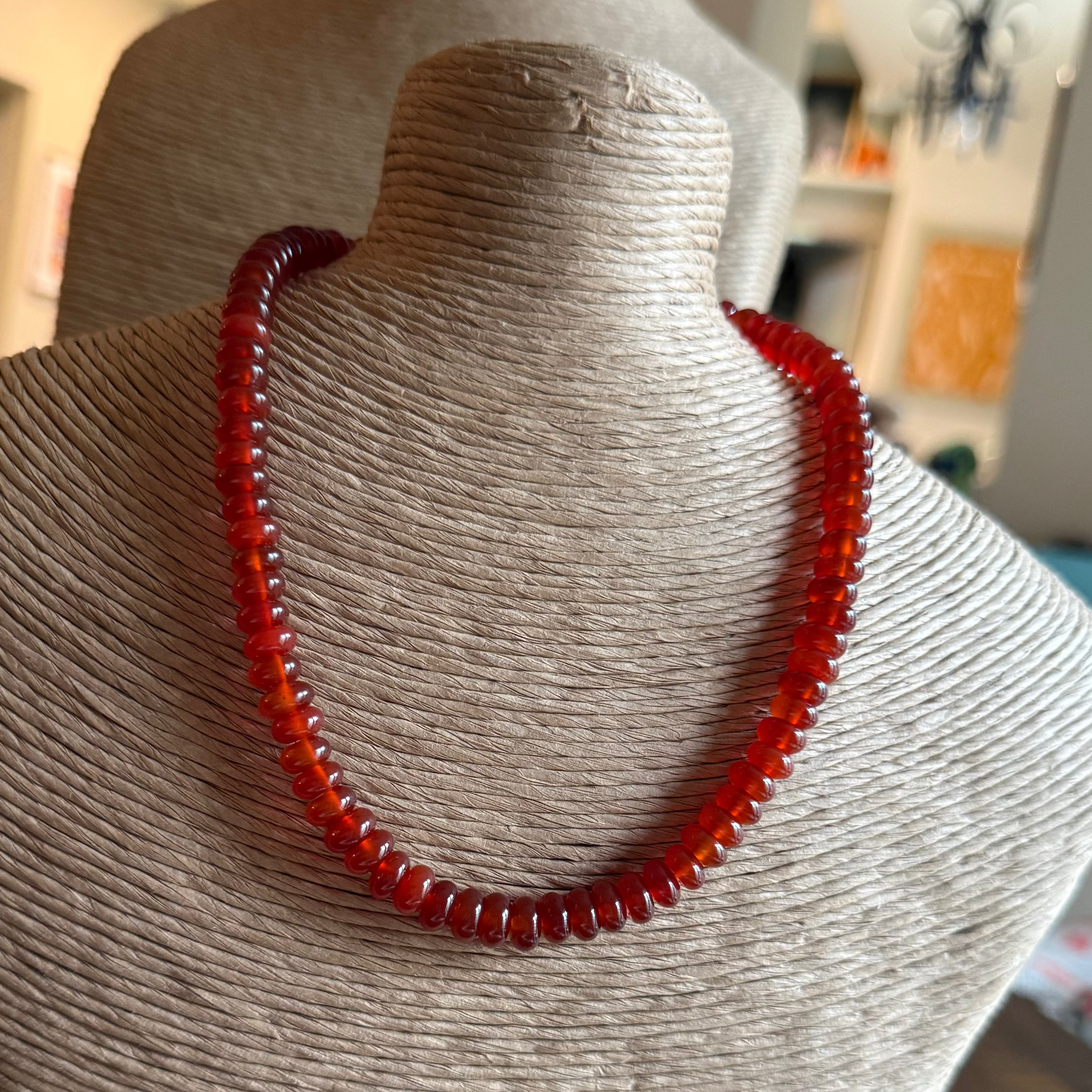 Dark Orange Beaded Necklace