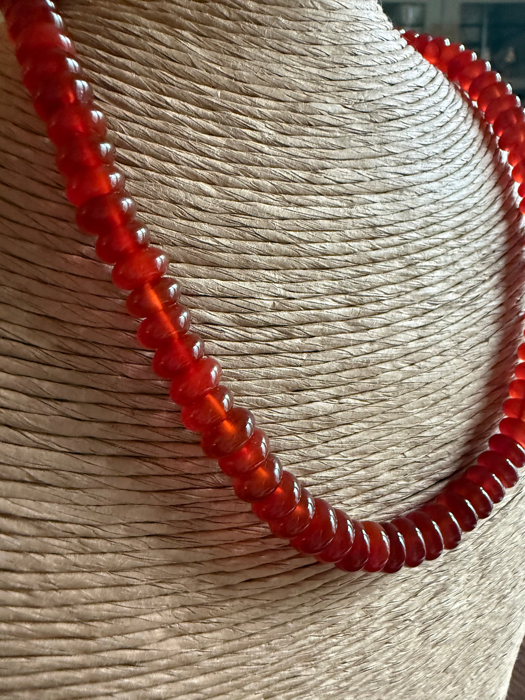 Dark Orange Beaded Necklace