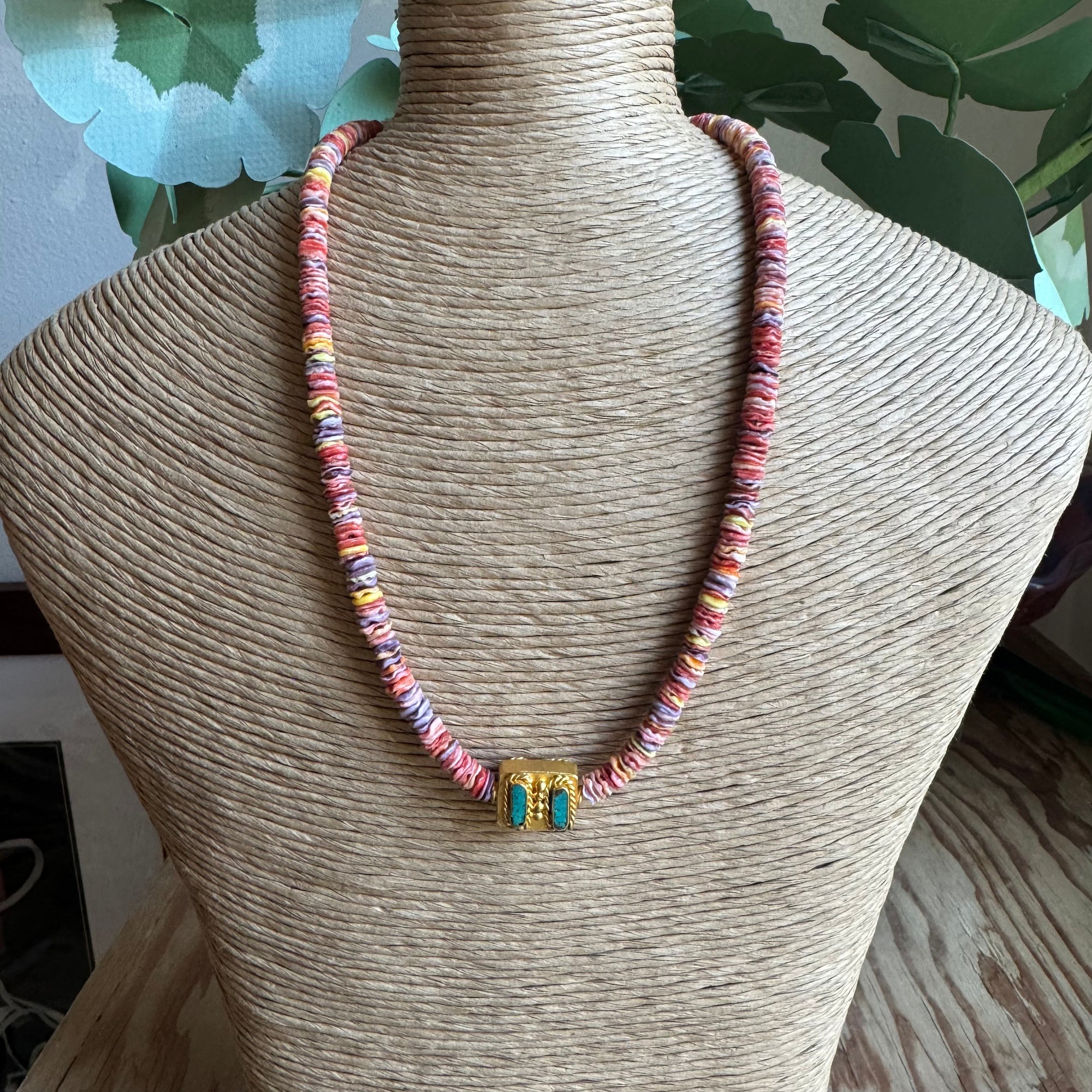 Shell Beaded Necklace with Charm