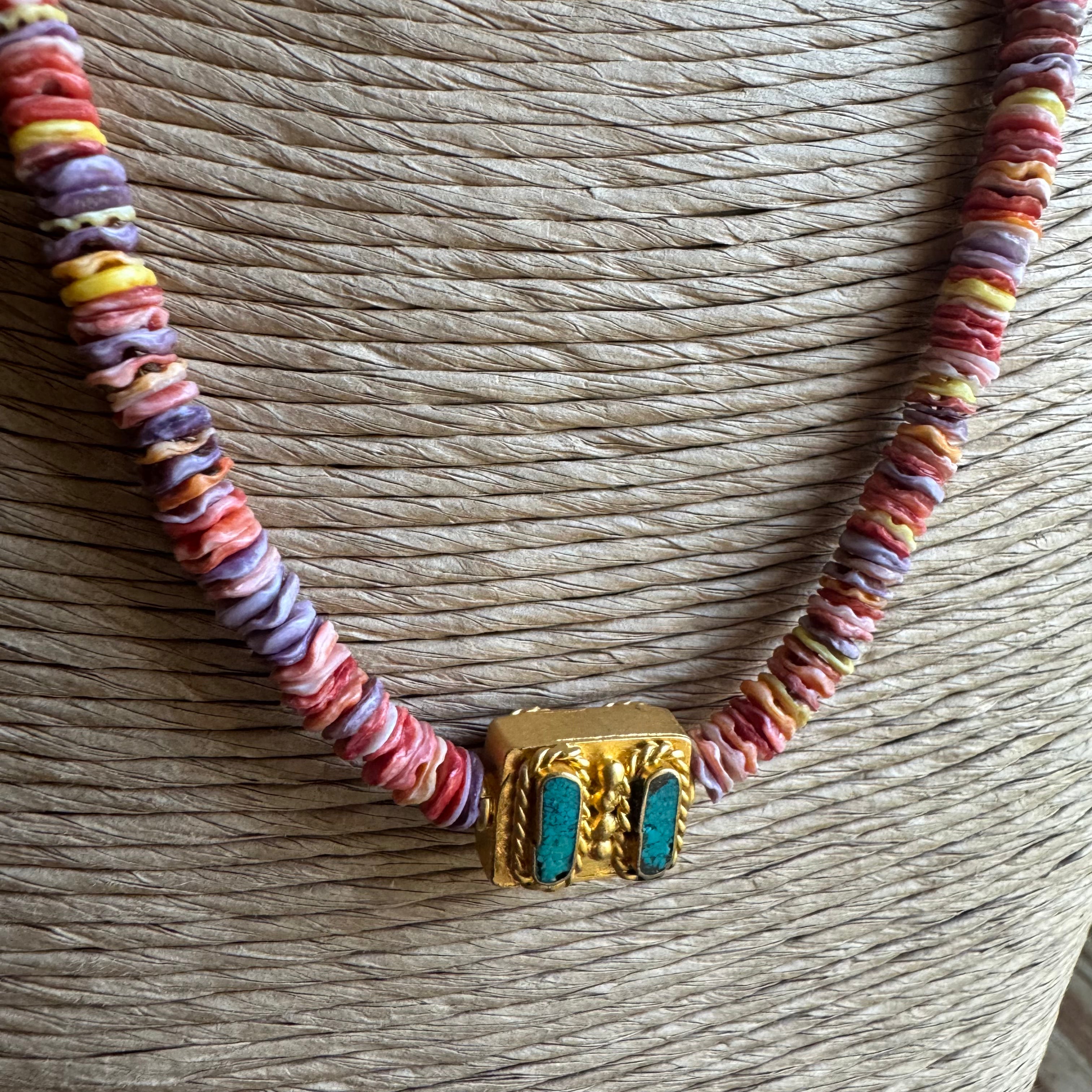 Shell Beaded Necklace with Charm