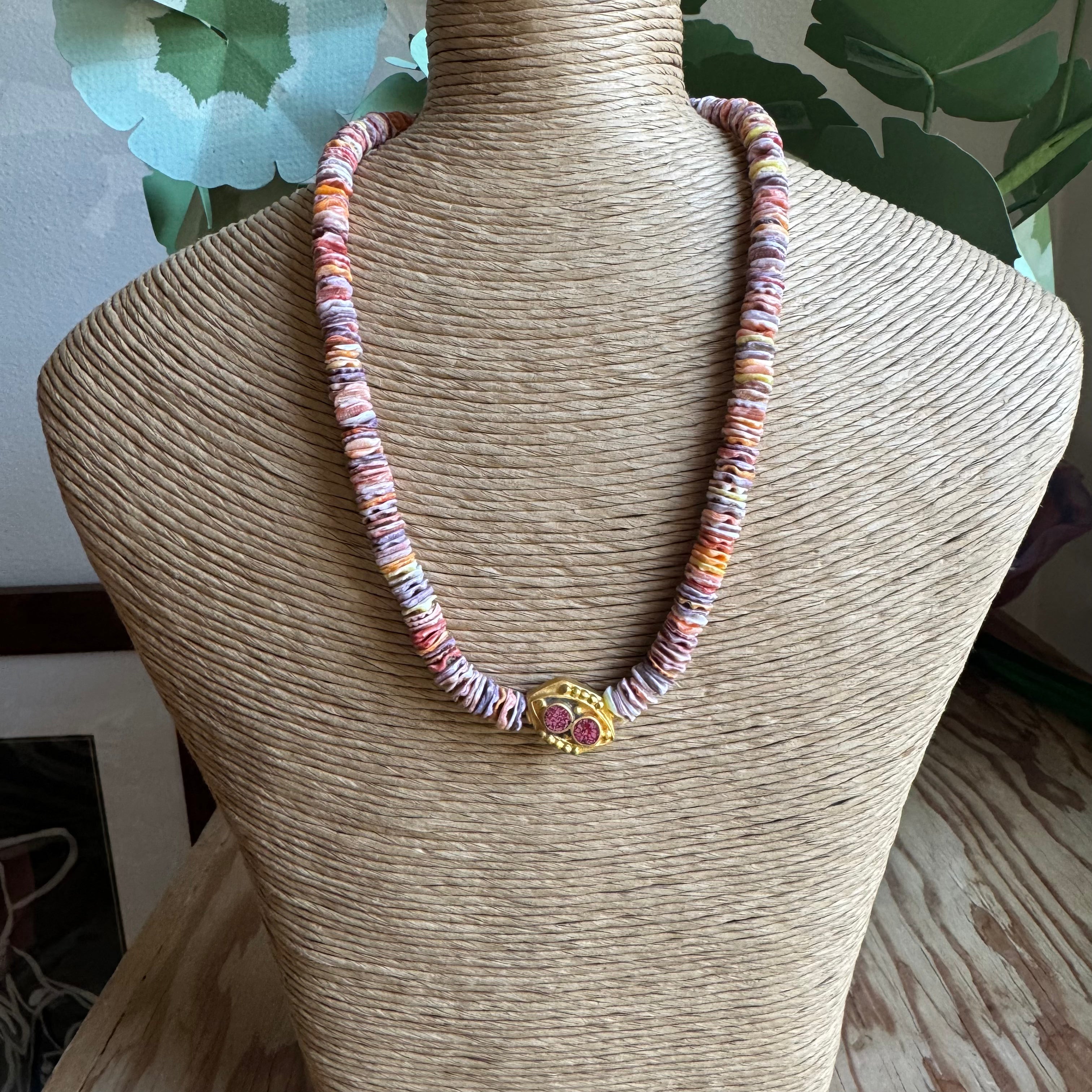 Shell Beaded Necklace with Charm