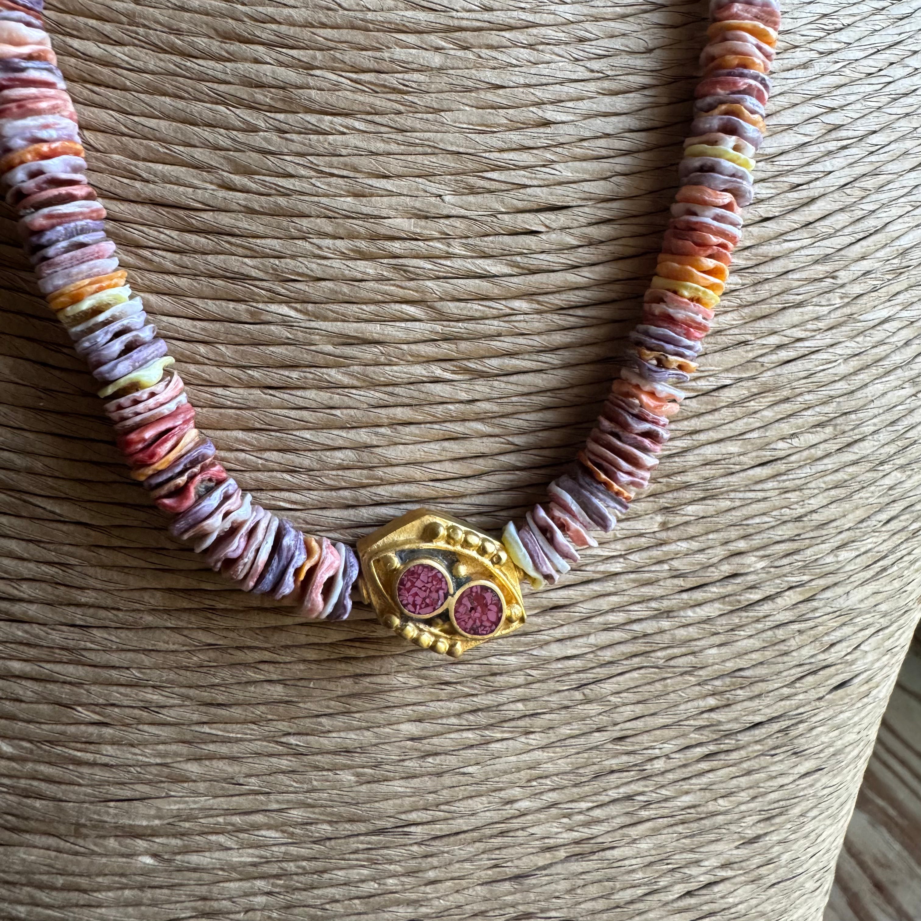 Shell Beaded Necklace with Charm