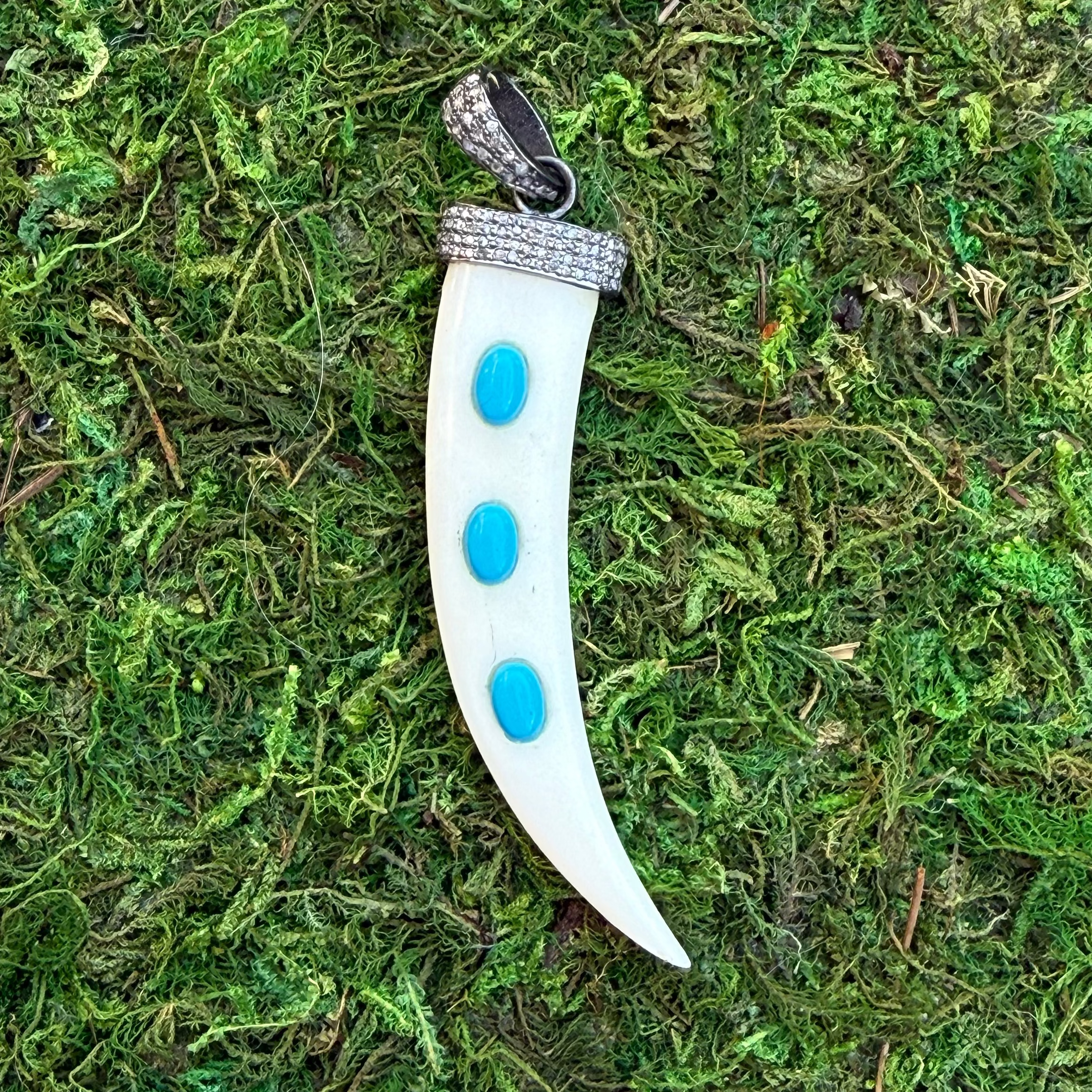 Turquoise Inlaid Bone Pendant