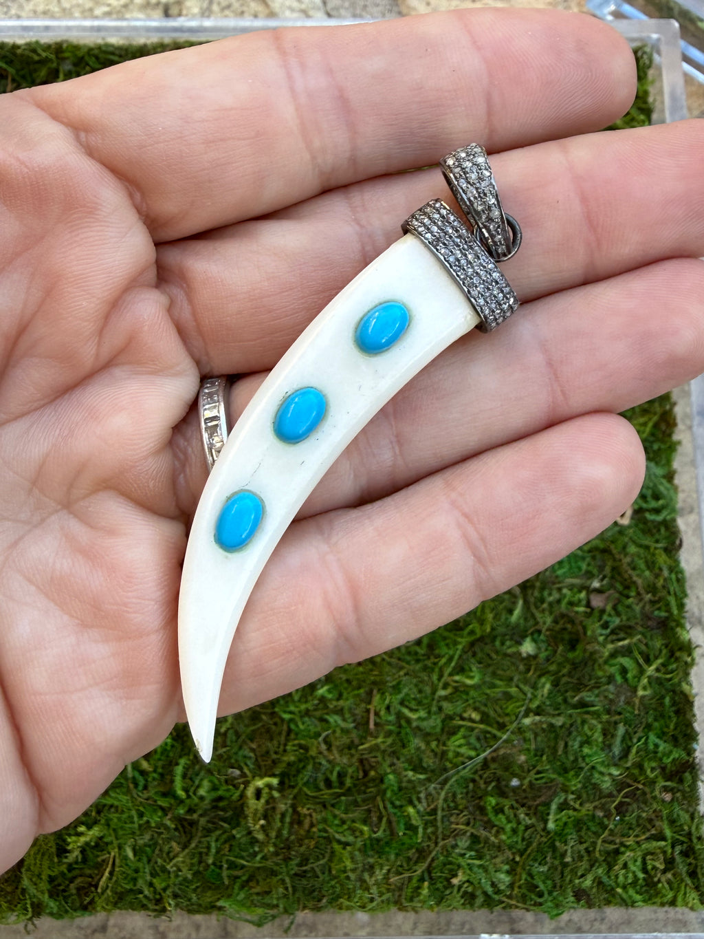 Turquoise Inlaid Bone Pendant