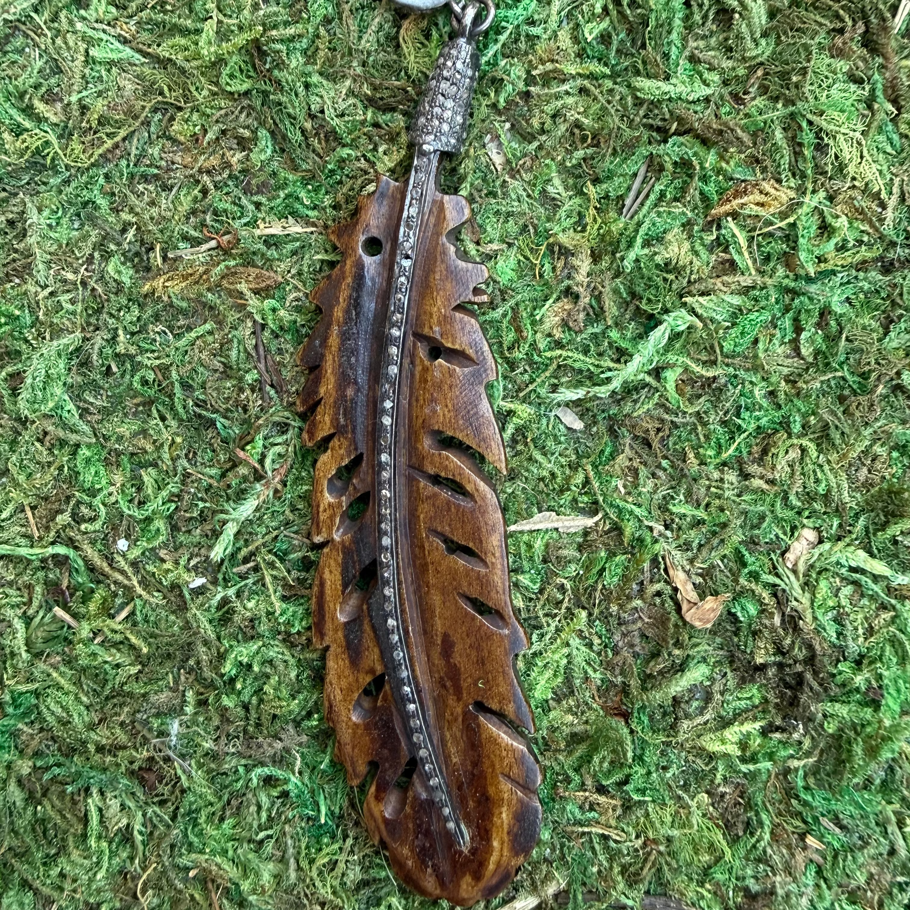 Wooden Feather Pendant