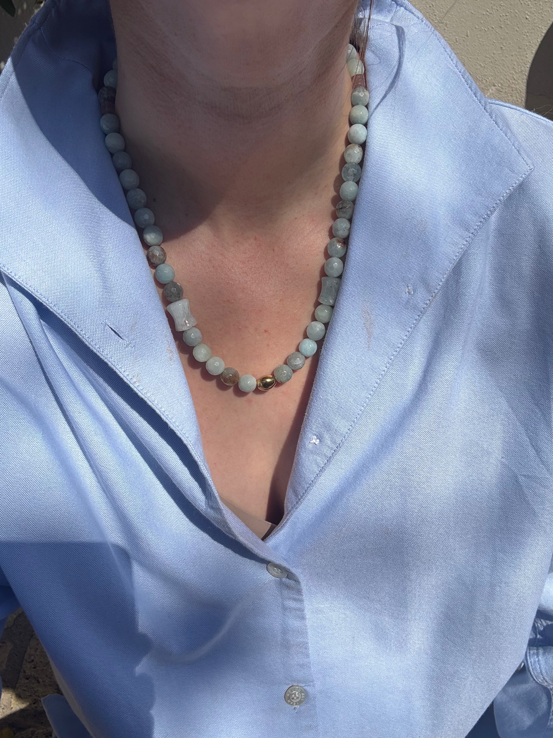Light Blue Mixed Bead Necklace