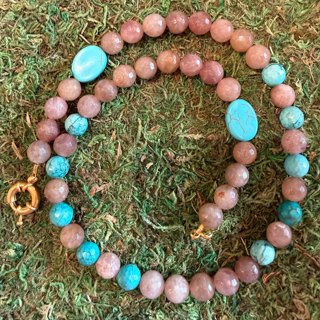 Turquoise & Agate Mixed Bead Necklace