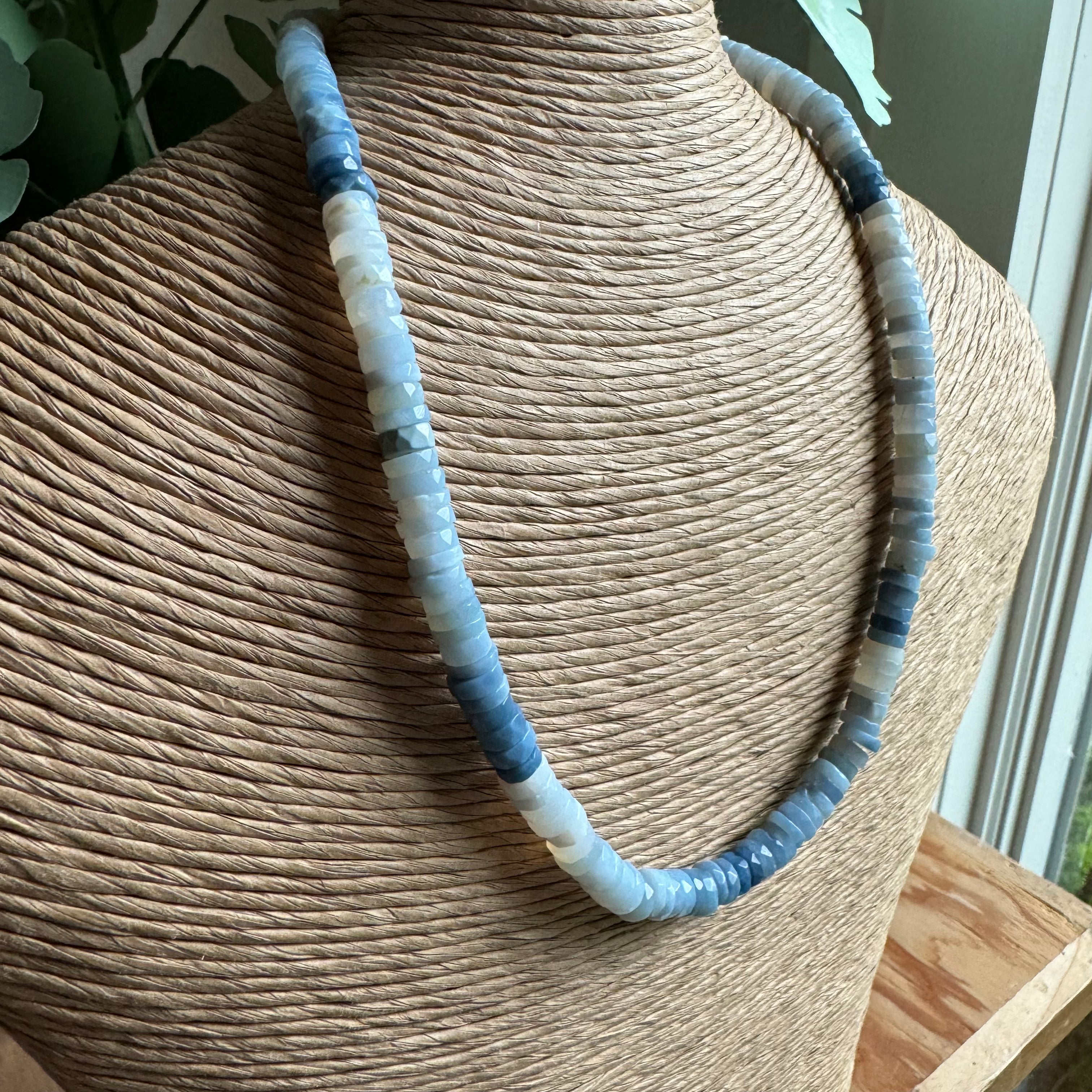 Shaded Blue Beaded Necklace