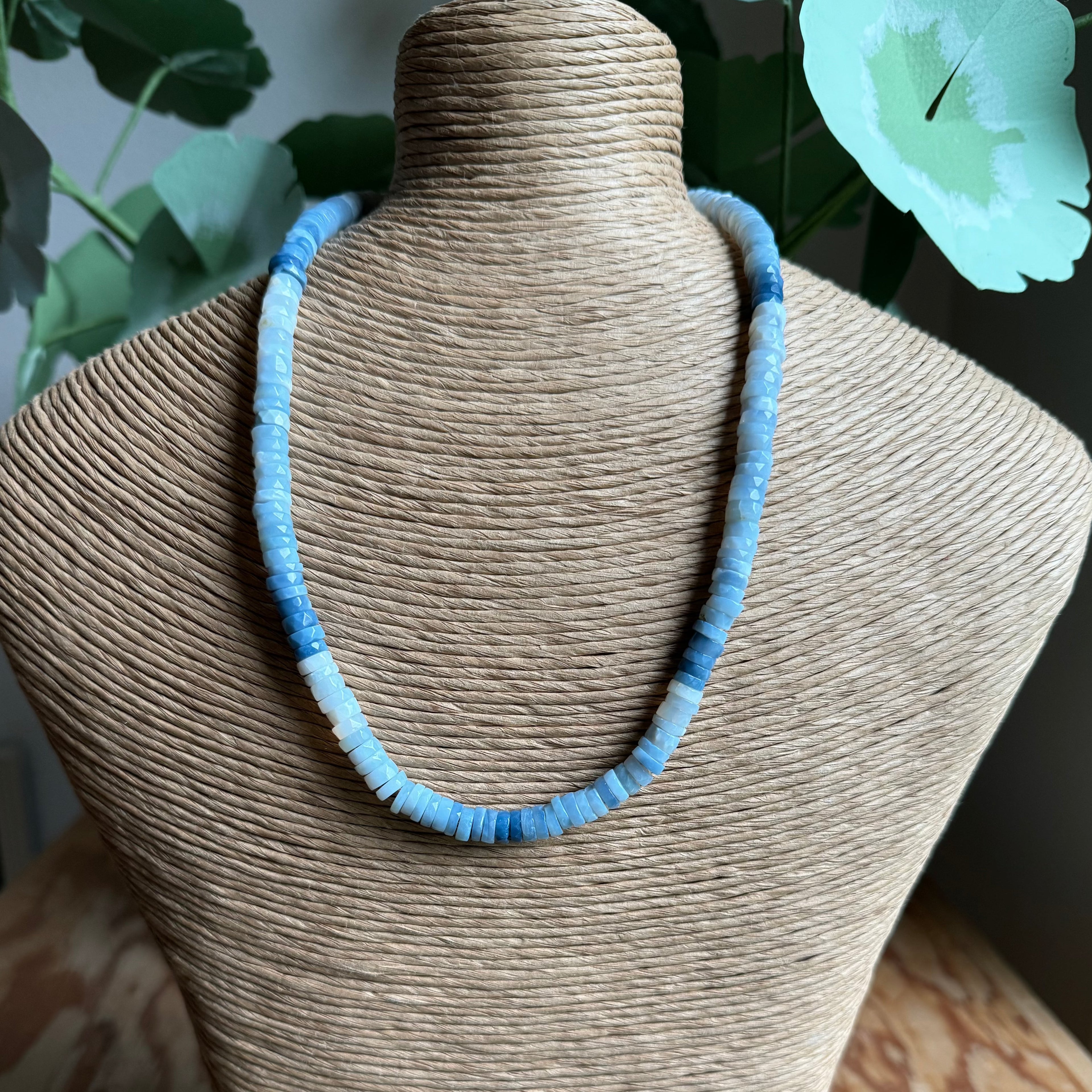 Shaded Blue Beaded Necklace