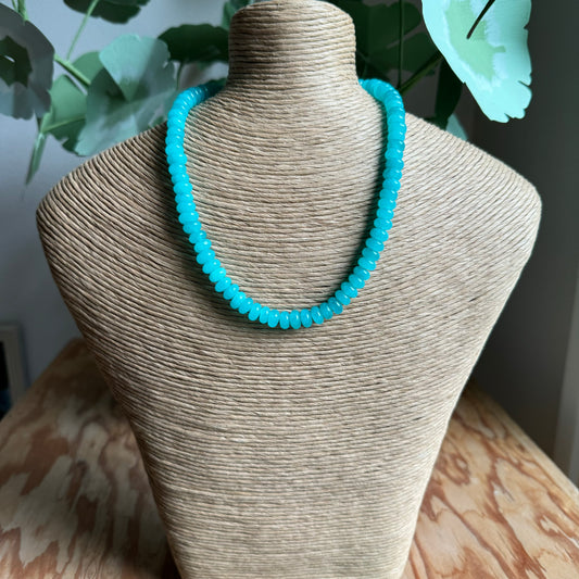 Bright Turquoise Beaded Necklace