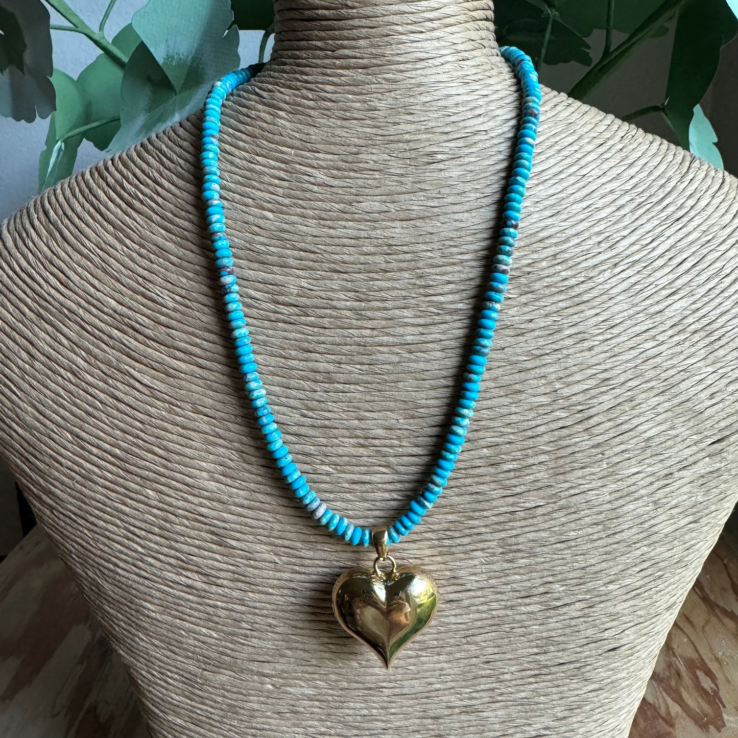 Beaded Puffy Heart Necklace