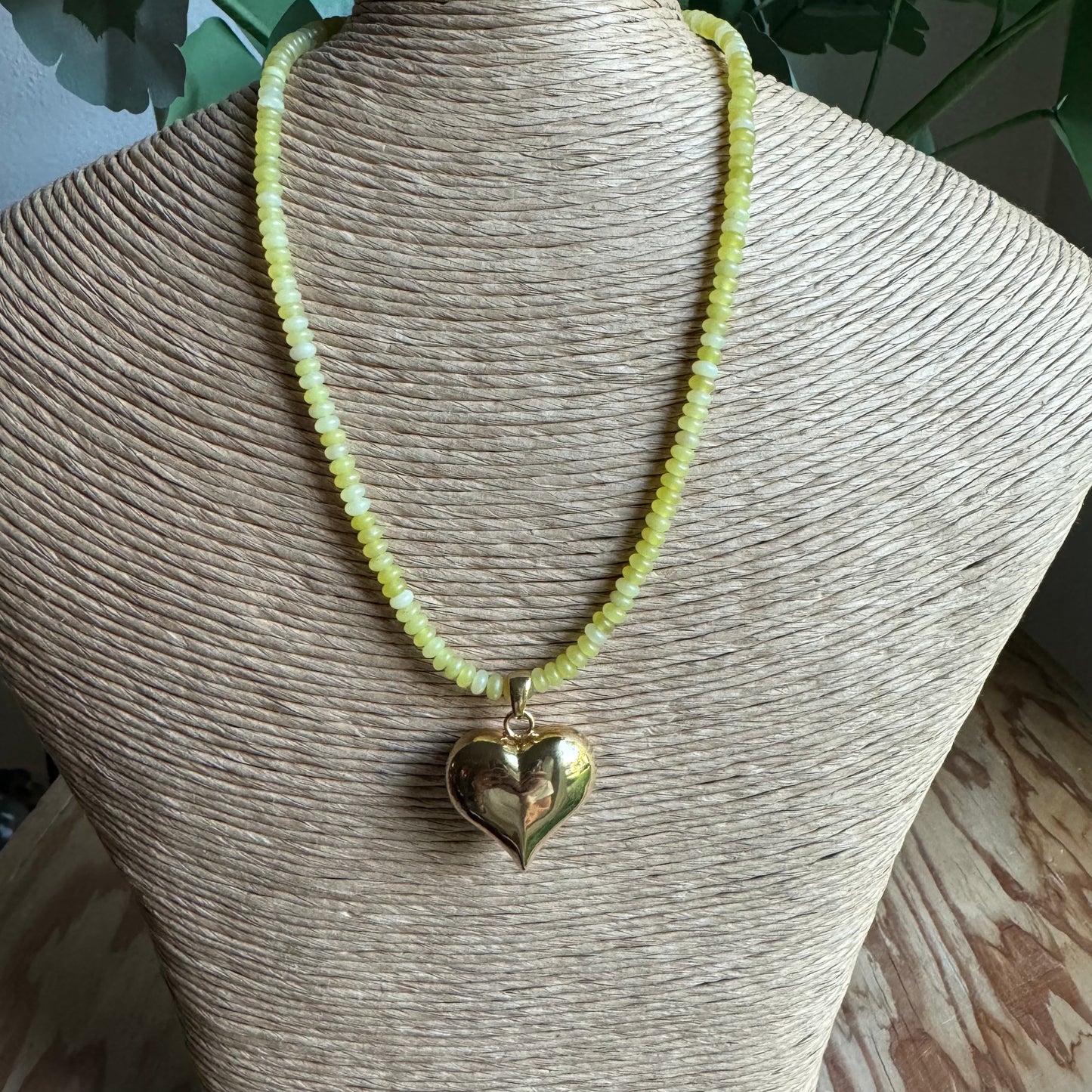 Beaded Puffy Heart Necklace