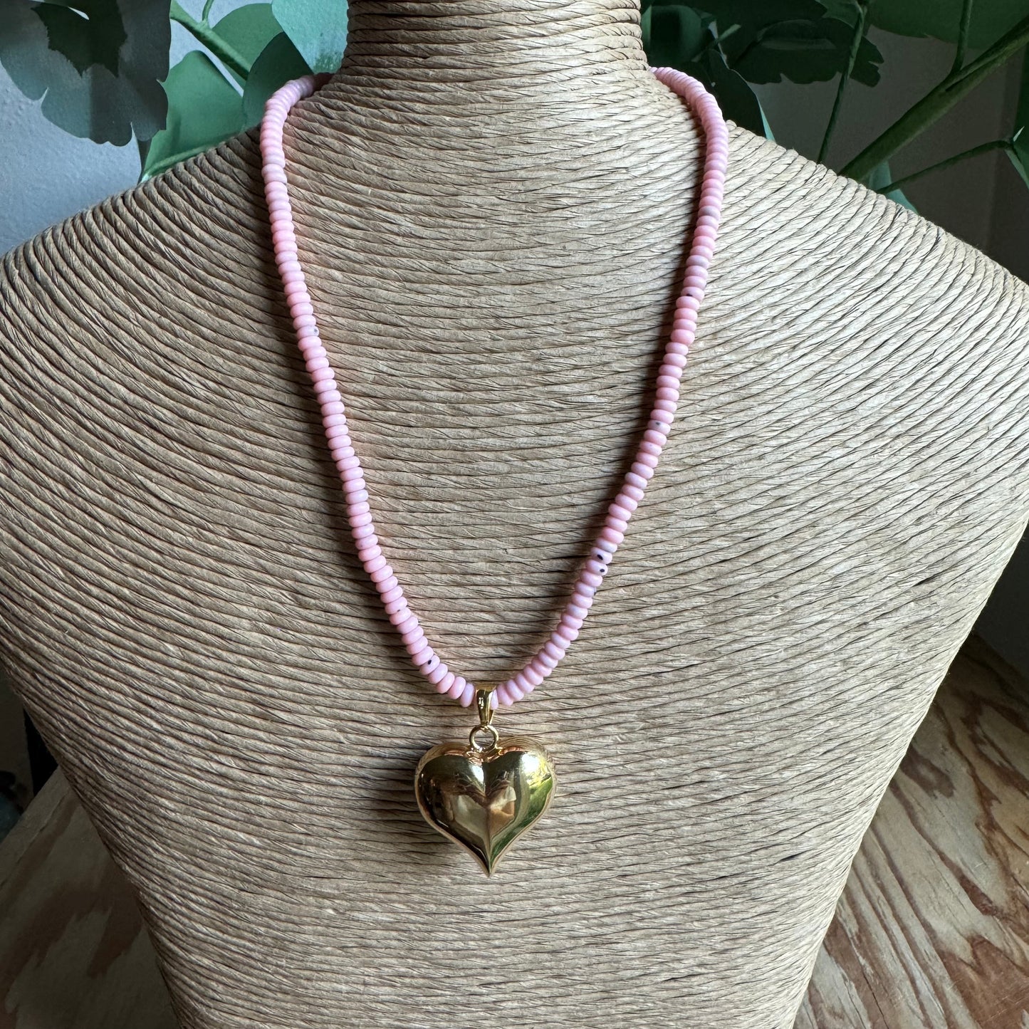 Beaded Puffy Heart Necklace