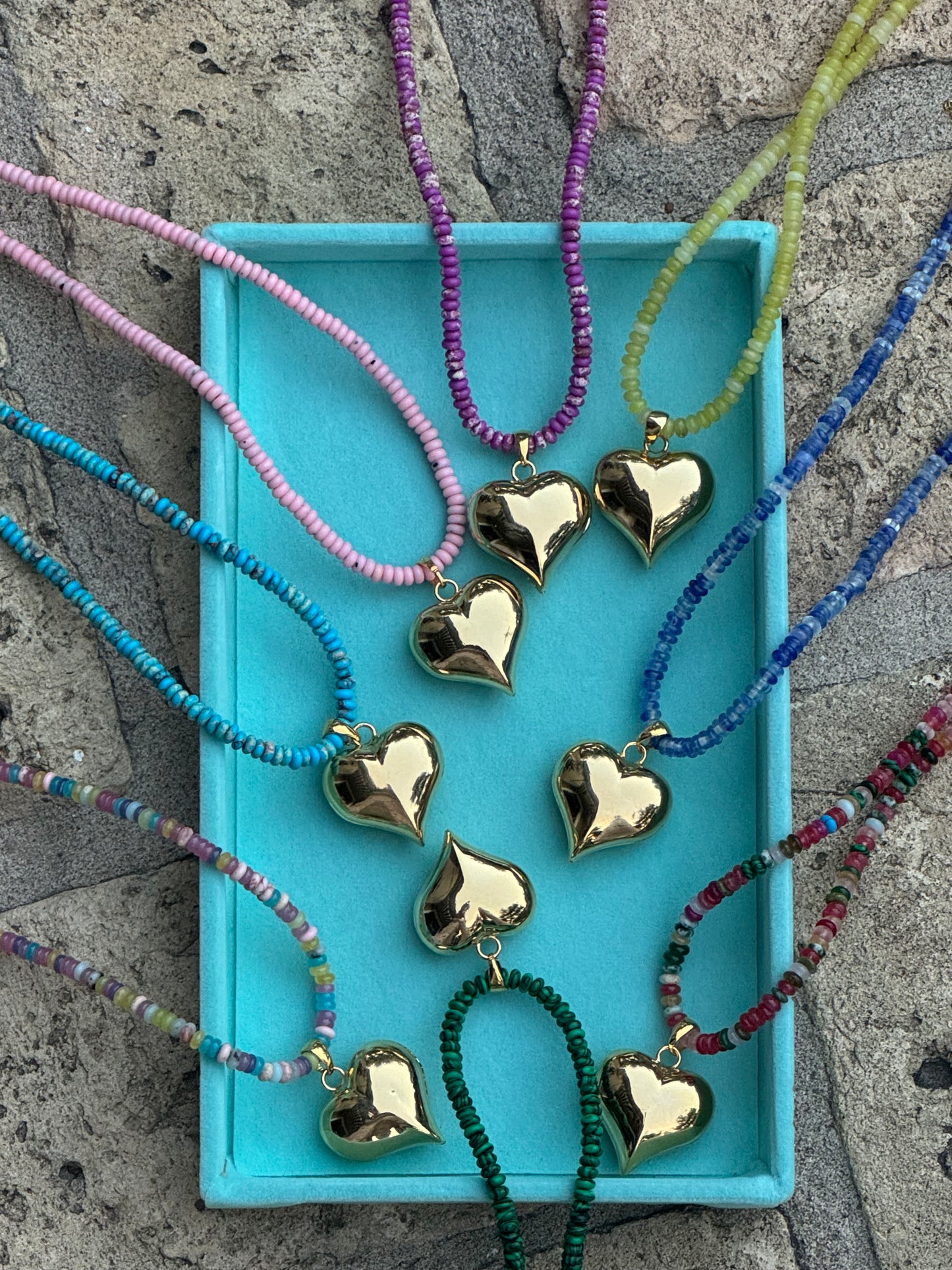 Beaded Puffy Heart Necklace