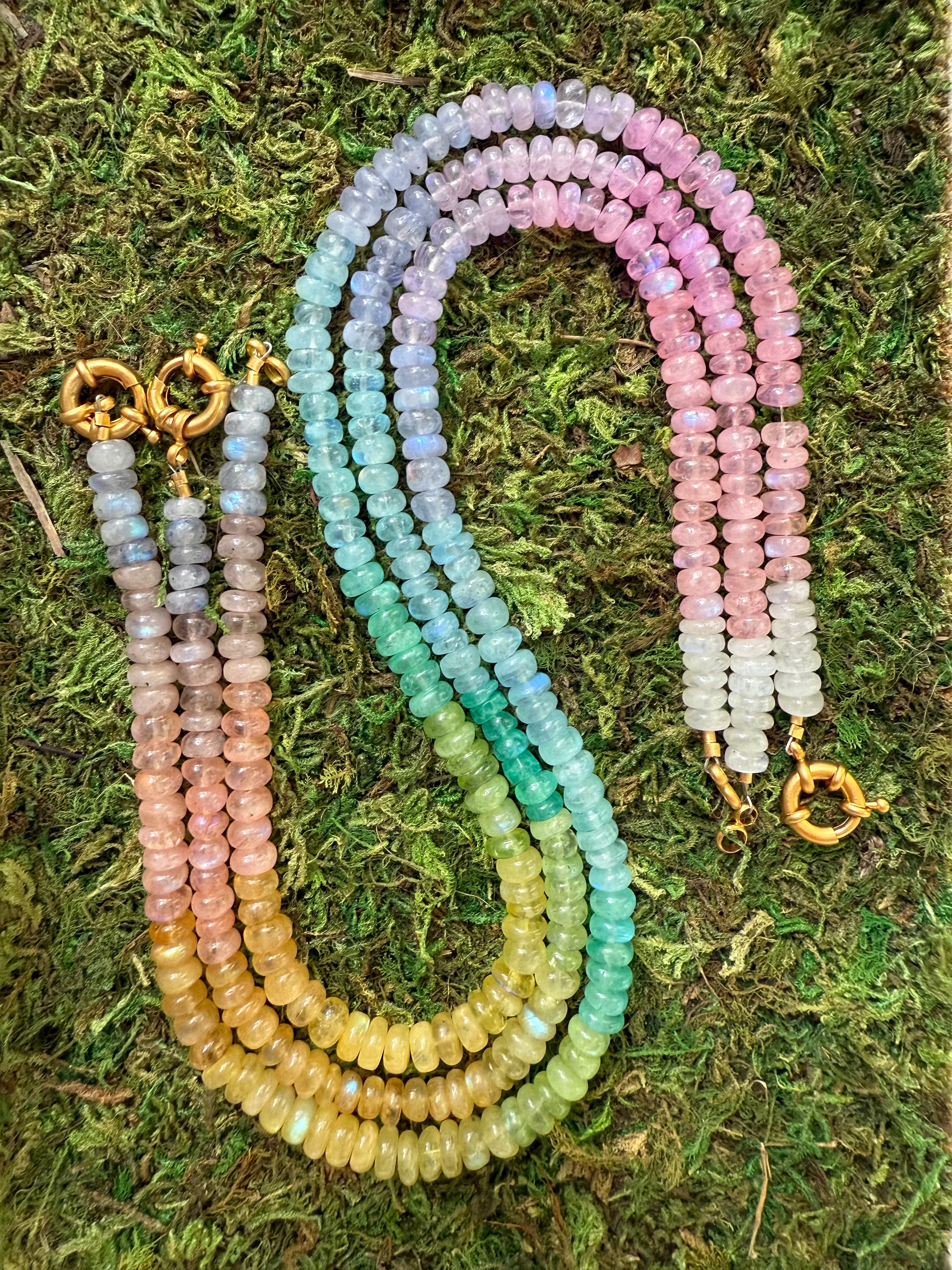 Rainbow Moonstone Beaded Necklace -- In Memory of Victims of the Hill Country Floods