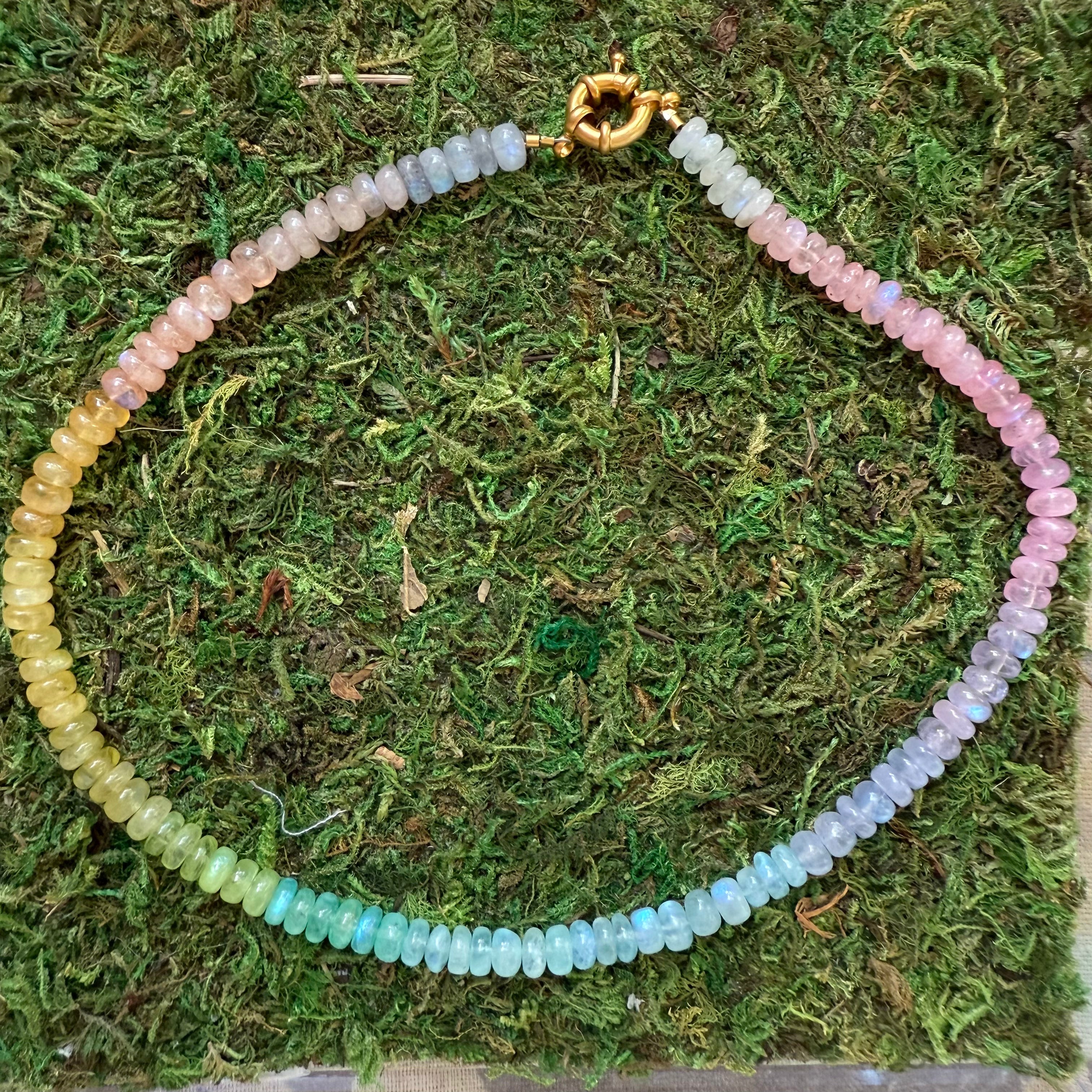 Rainbow Moonstone Beaded Necklace -- In Memory of Victims of the Hill Country Floods
